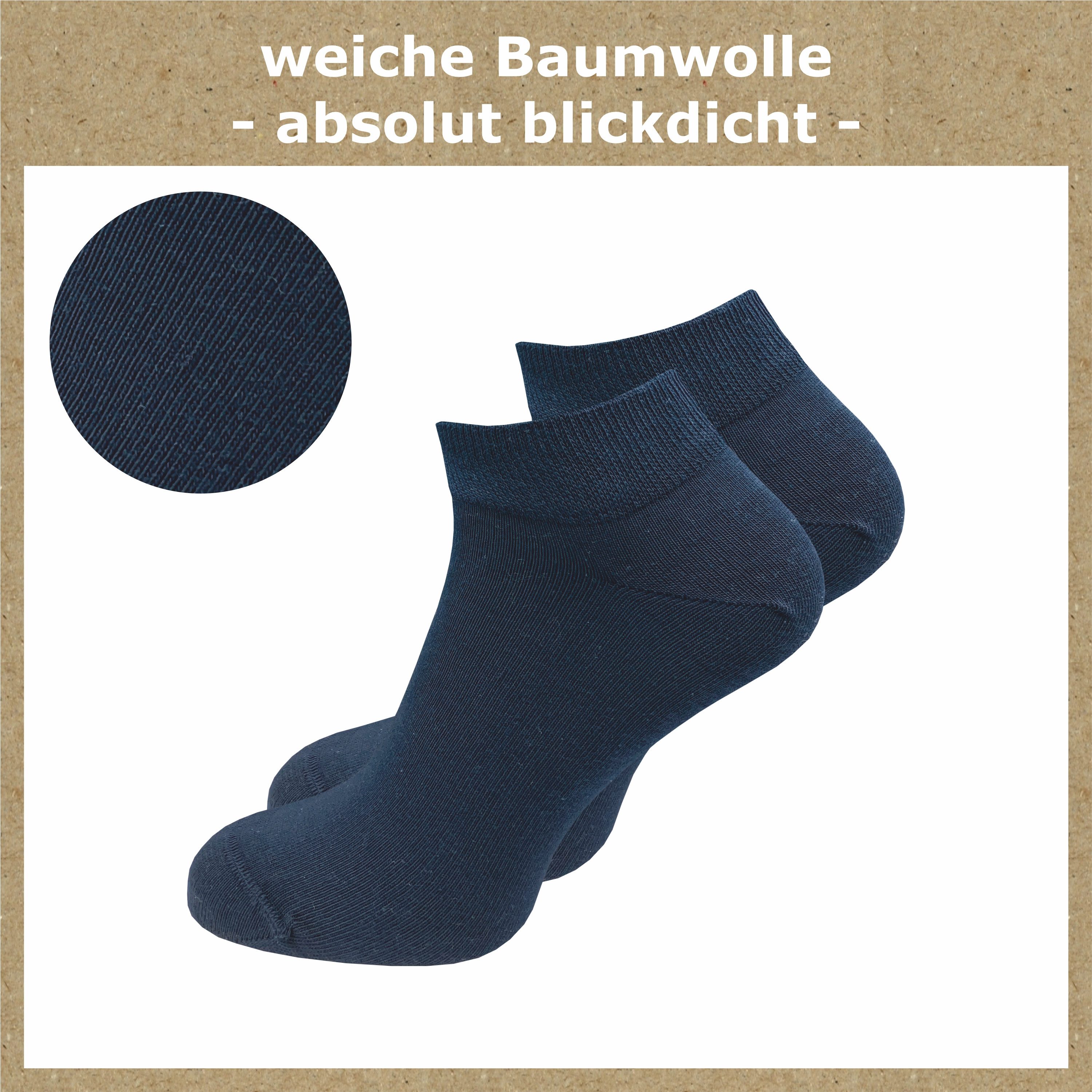 GAWILO Sneakersocken aus 100% Baumwolle für Damen (6-Paar) ohne drückende Naht über den Zehen - atmungsaktiv - absolut blickdicht