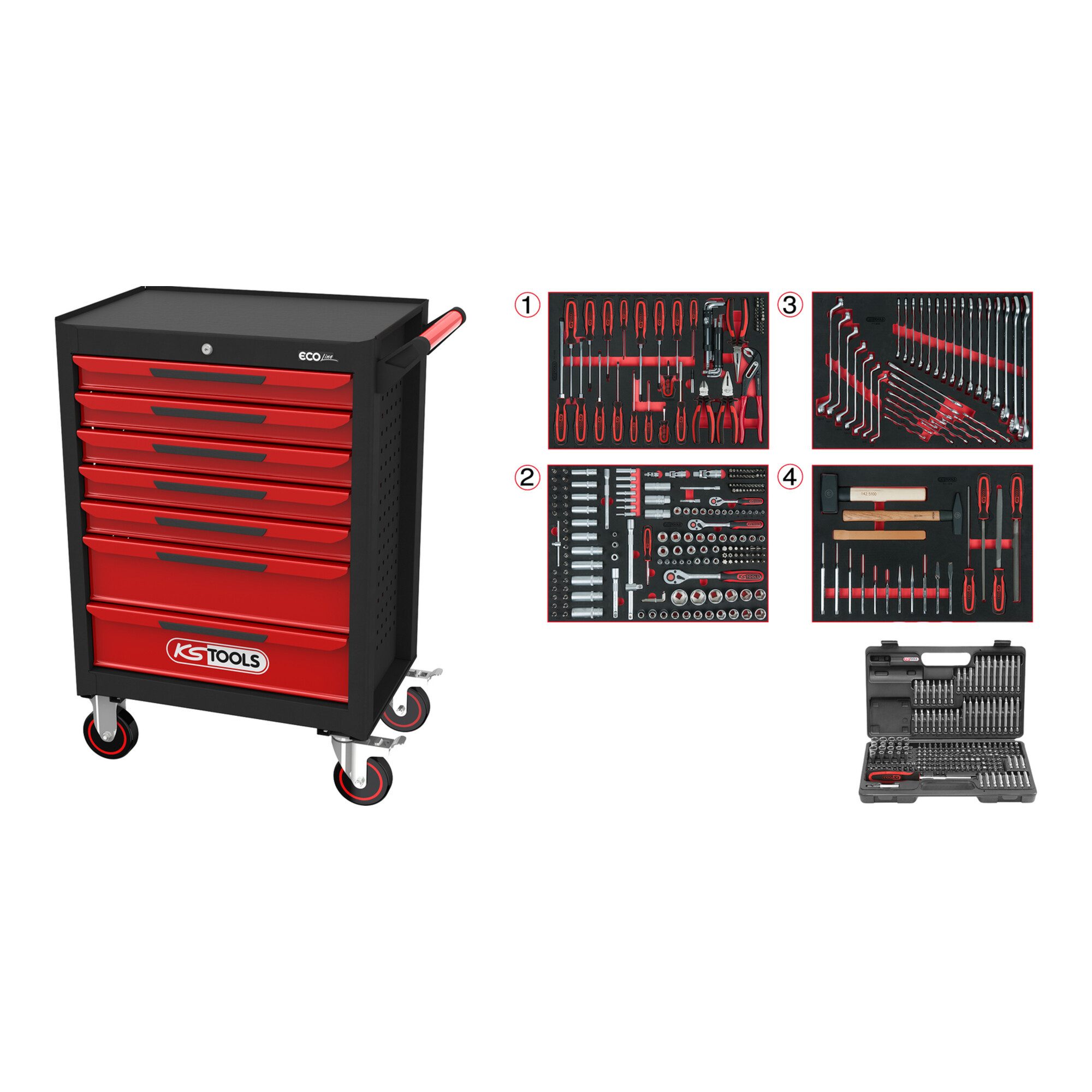 KS Tools Werkstattwagen KS Tools Werkstattwagen ECOline mit 7 Schubladen und 515 Premium-Werkz