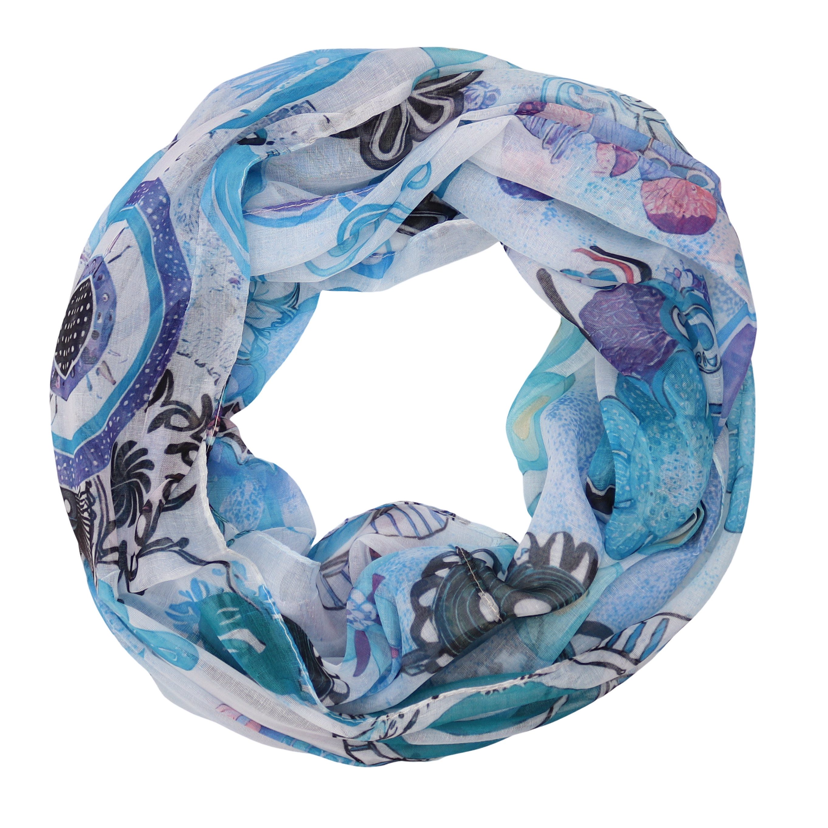 Loop Damen Schal mit Tollem Muster Weich aus 100% Viskose, Schlauchschal