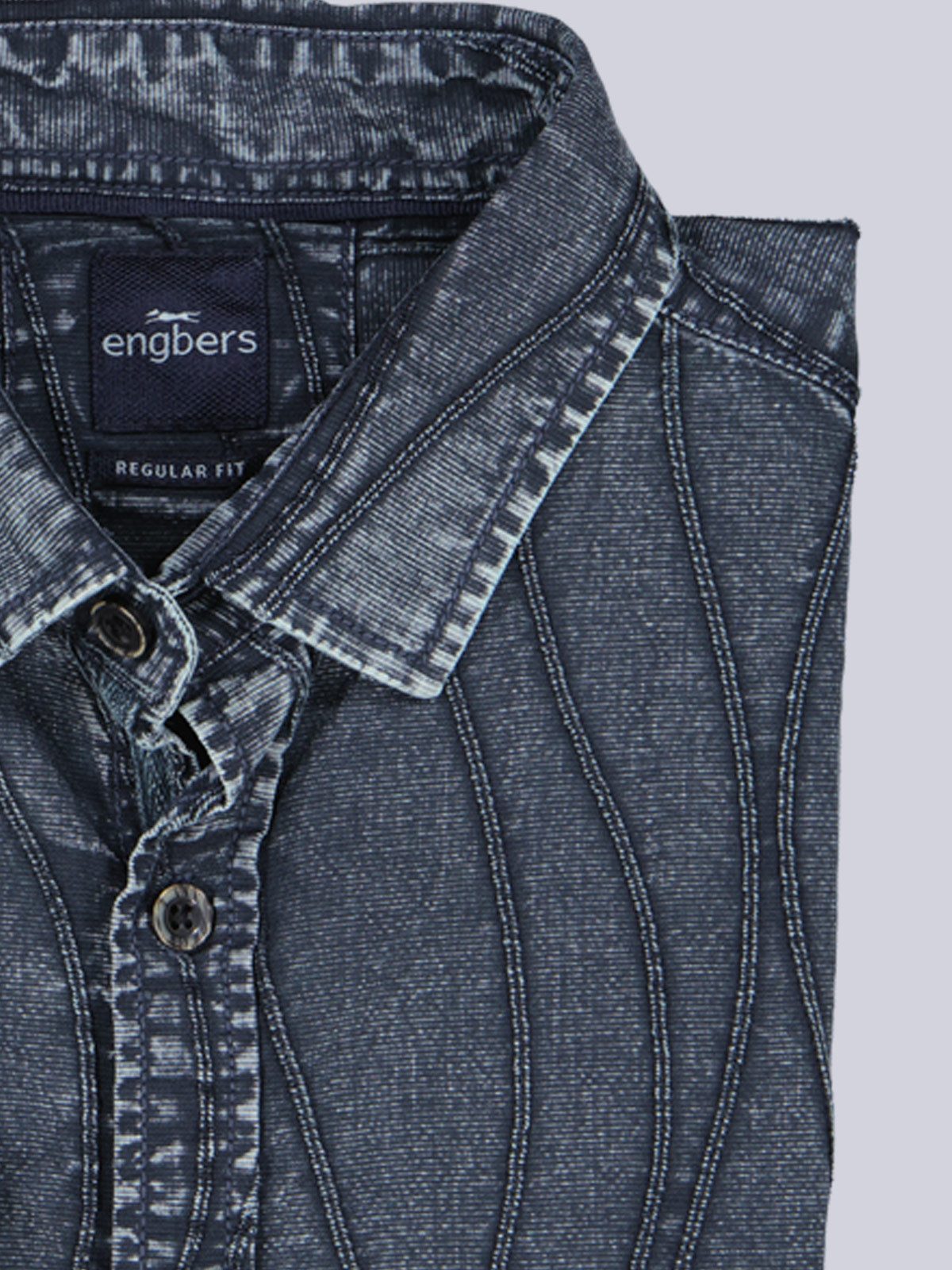 Engbers Kurzarmhemd Herren Overshirt mit Comfort-Stretch, Saphirblau