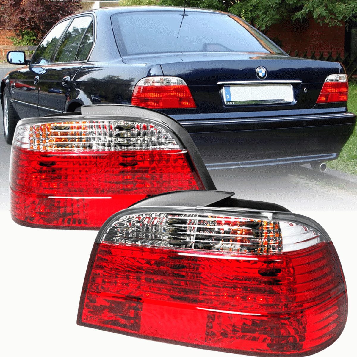 CR Lights Rückleuchte Rückleuchten Set in rot für Für BMW E38 06.1994-07.2001, E-geprüft und eintragungsfrei