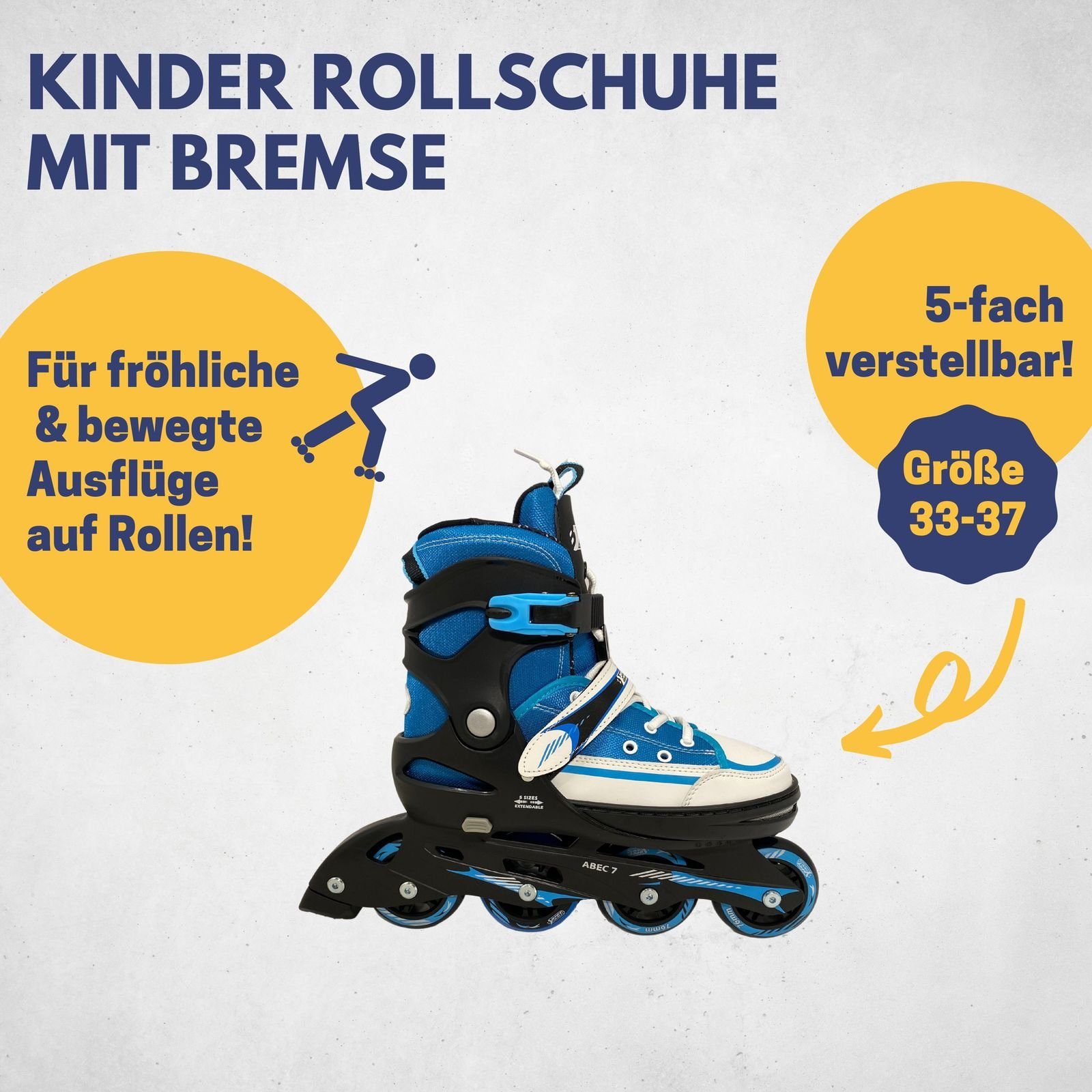 Best Sporting Schlittschuhe Inline Skates Kinder I Rollschuhe größenverstellbar, Robuste Inliner für Jugendliche mit Bremse