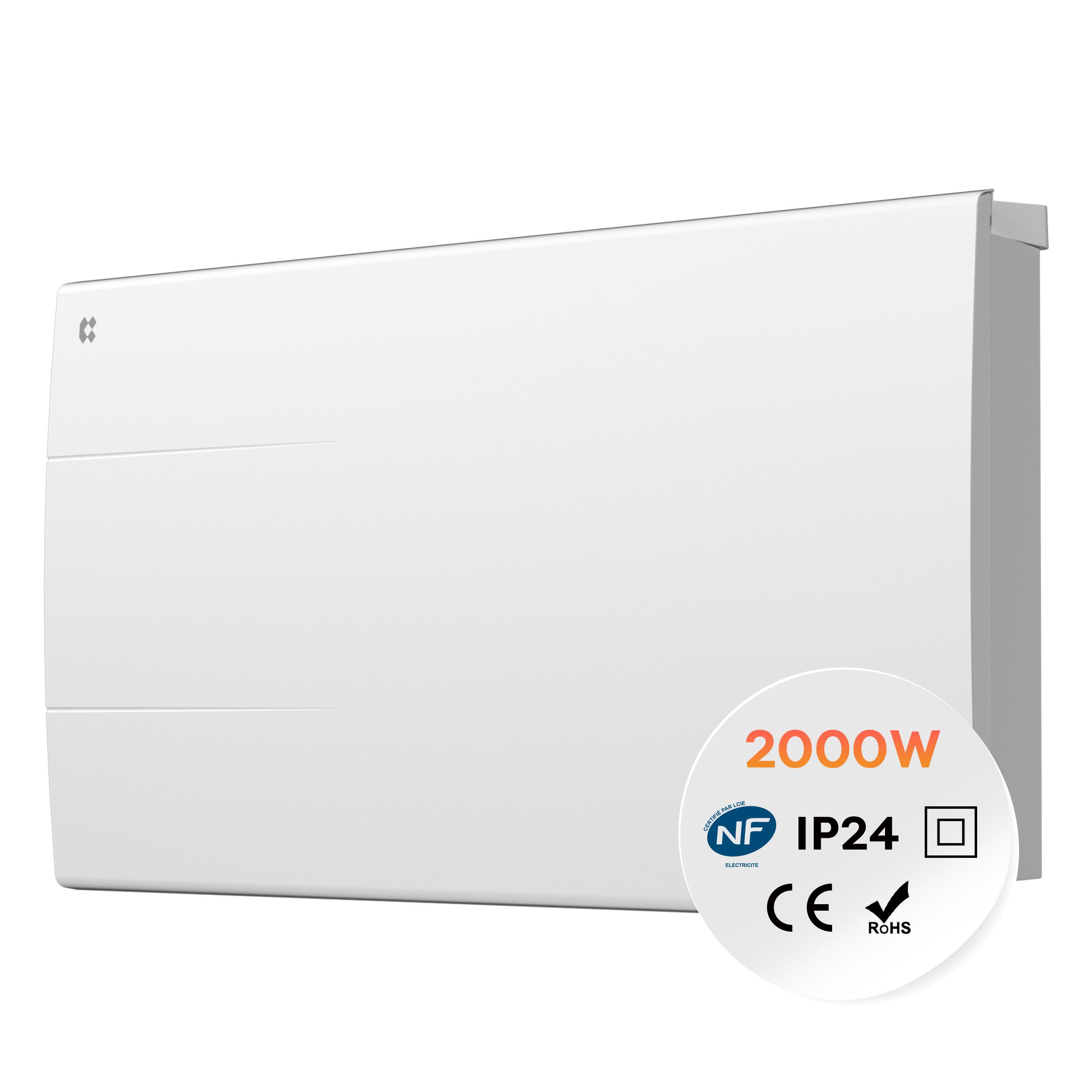 CIARRA Elektro-Heizkörper 2000 W Keramik-Heizkörper mit PID-Thermostat CBHT20E, 7-Tage-Programm, IP24, für ca. 15-25 m², Wandmontage Heizgerät