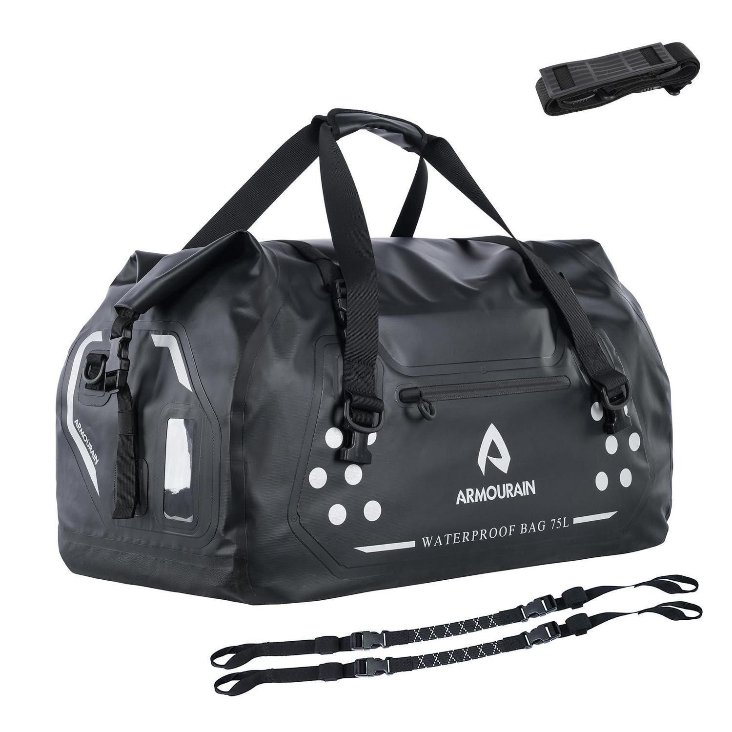 Satteltasche Motorrad Trockentasche 75L wasserdicht Reisetasche faltbar Schwarz