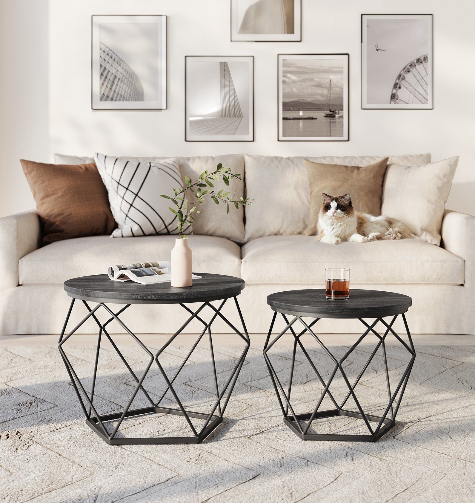 VASAGLE Couchtisch (2er Set), Beistelltisch, abnehmbare günstig online kaufen