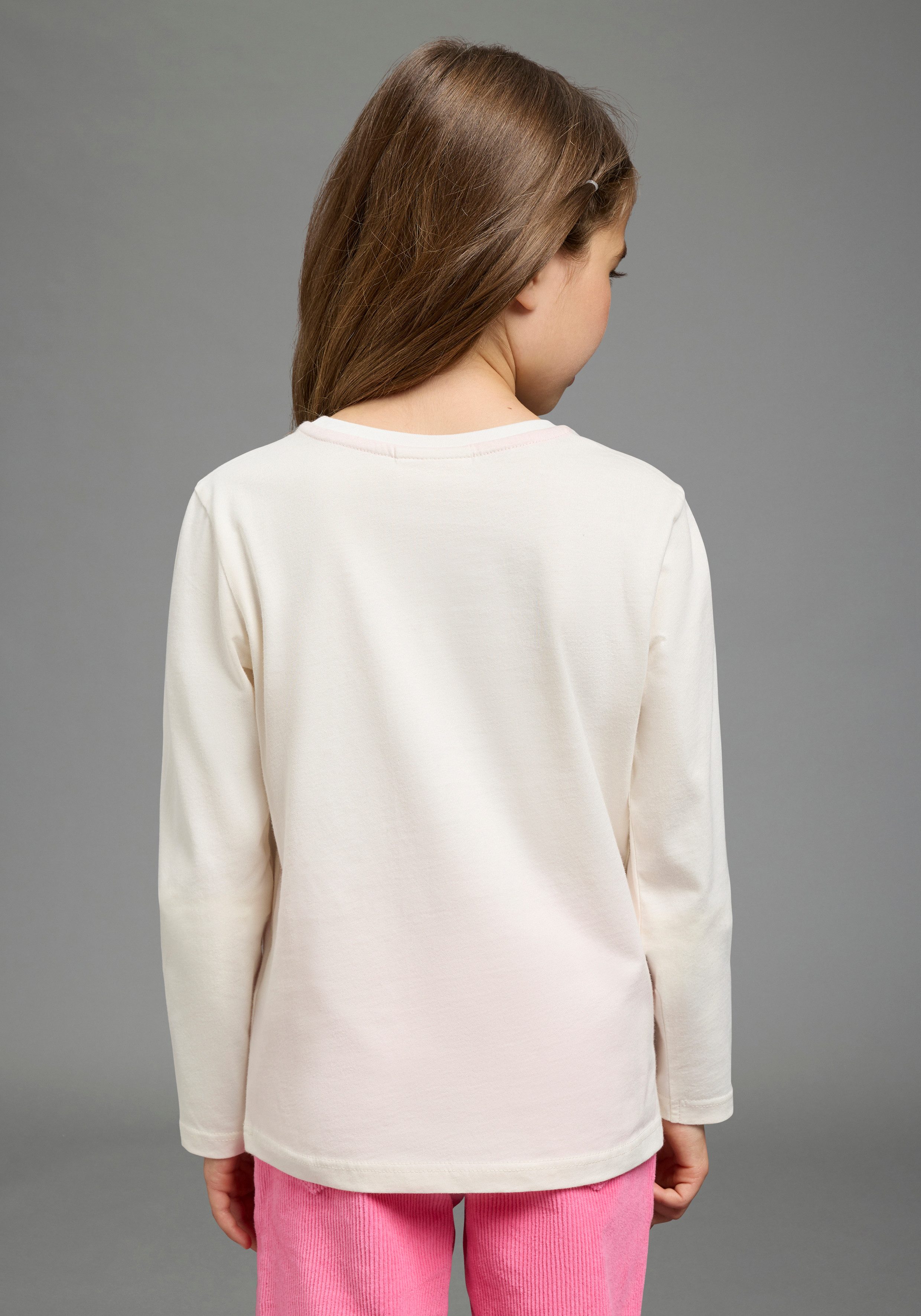 Scout Langarmshirt Süßes Shirt mit großer Herz-Pailletten Applikation - NEU von SCOUT Hüftlange Basic-Passform, Langarm, mit Rundhalsausschnitt