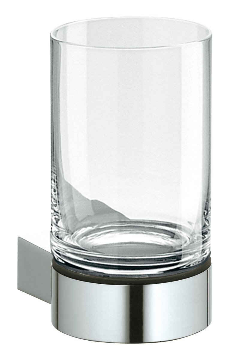 Keuco Zahnputzbecher Plan, Glashalter mit Acrylglas-Mundglas - Verchromt / Klar