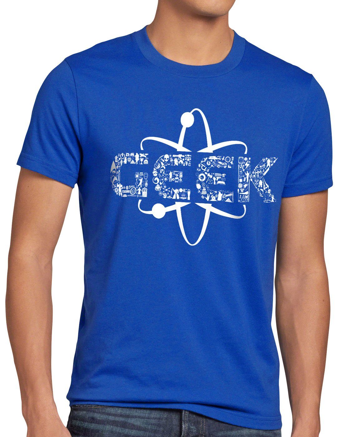 style3 Print-Shirt Herren T-Shirt Geek Nerd Videospiel Gamer blau