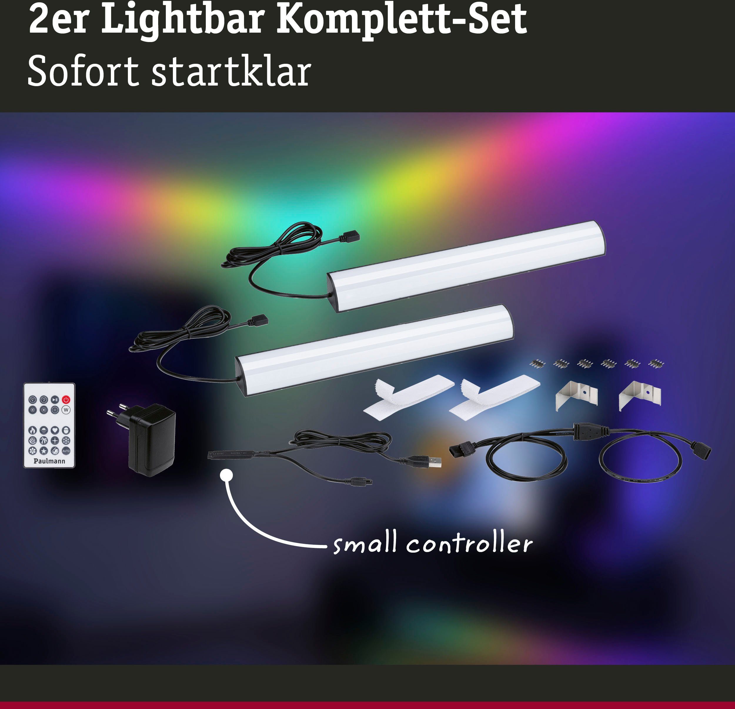 Rainbow 2x1W 2-flammig LED-Streifen RGB 2x48lm, Paulmann Dynamic 30x30mm Lightbar EntertainLED