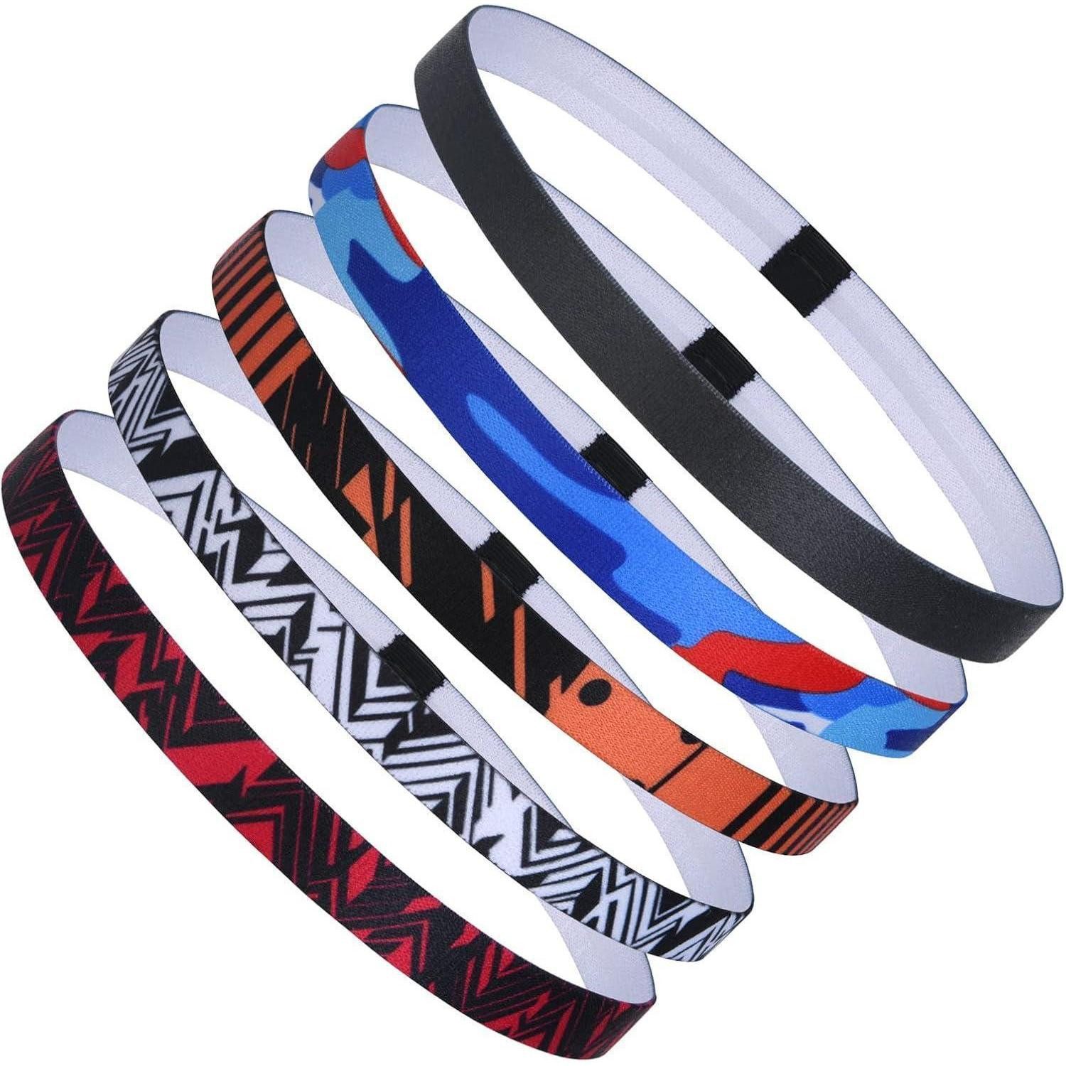 LuxusKollektion Stirnband Sport Stirnbänder Unisex Elastisch Dünn Rutschfest 5er Set