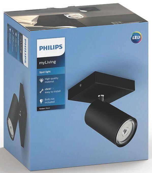 wechselbar, Spot Kosipo, 1x5,5W LM 1flg. LED Deckenspot Philips Schwarz exkl