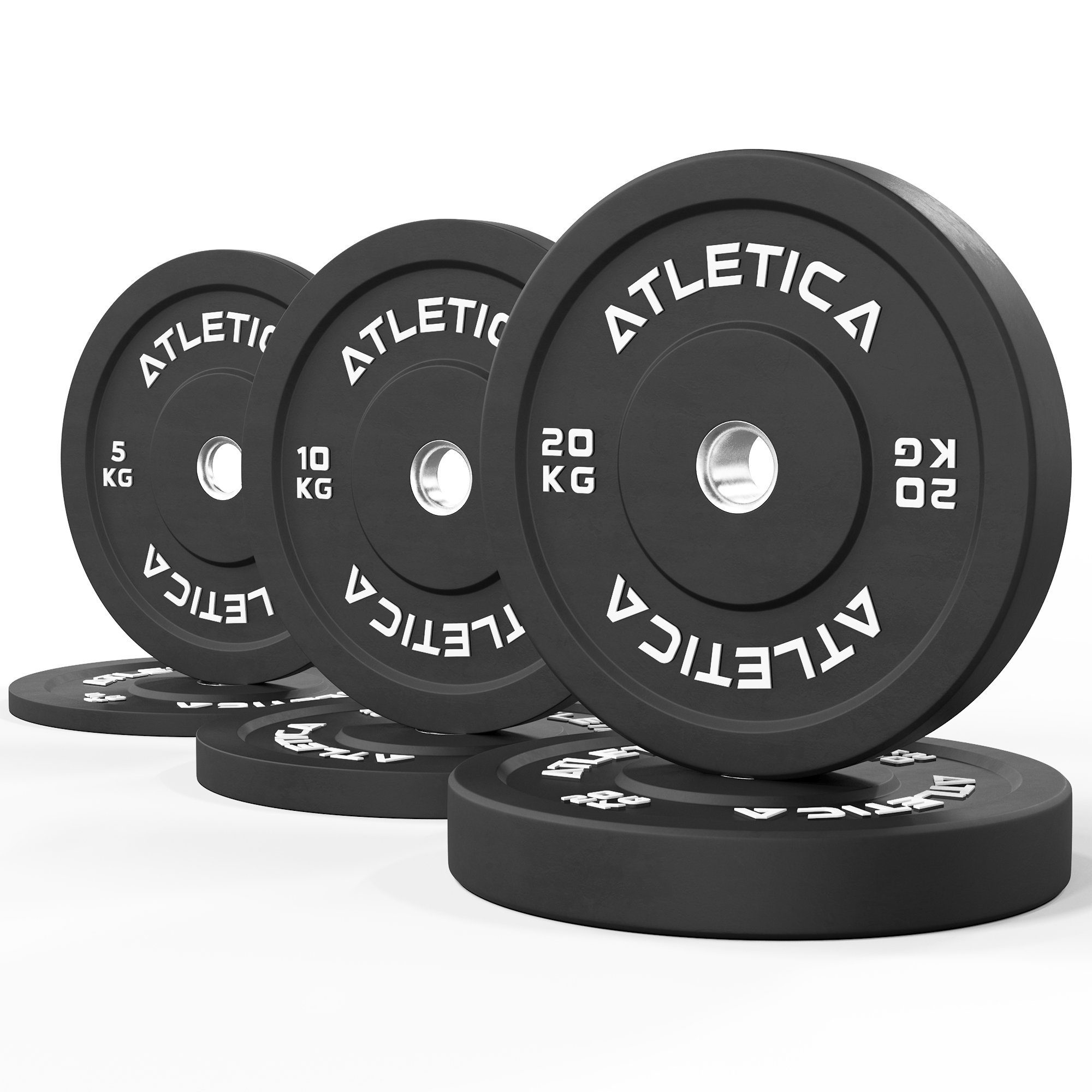 ATLETICA Hantelscheiben 70kg Bumper Plates Set ∣ aus 2 x 5 kg ∣ 2x 10 kg ∣ 2x 20 kg