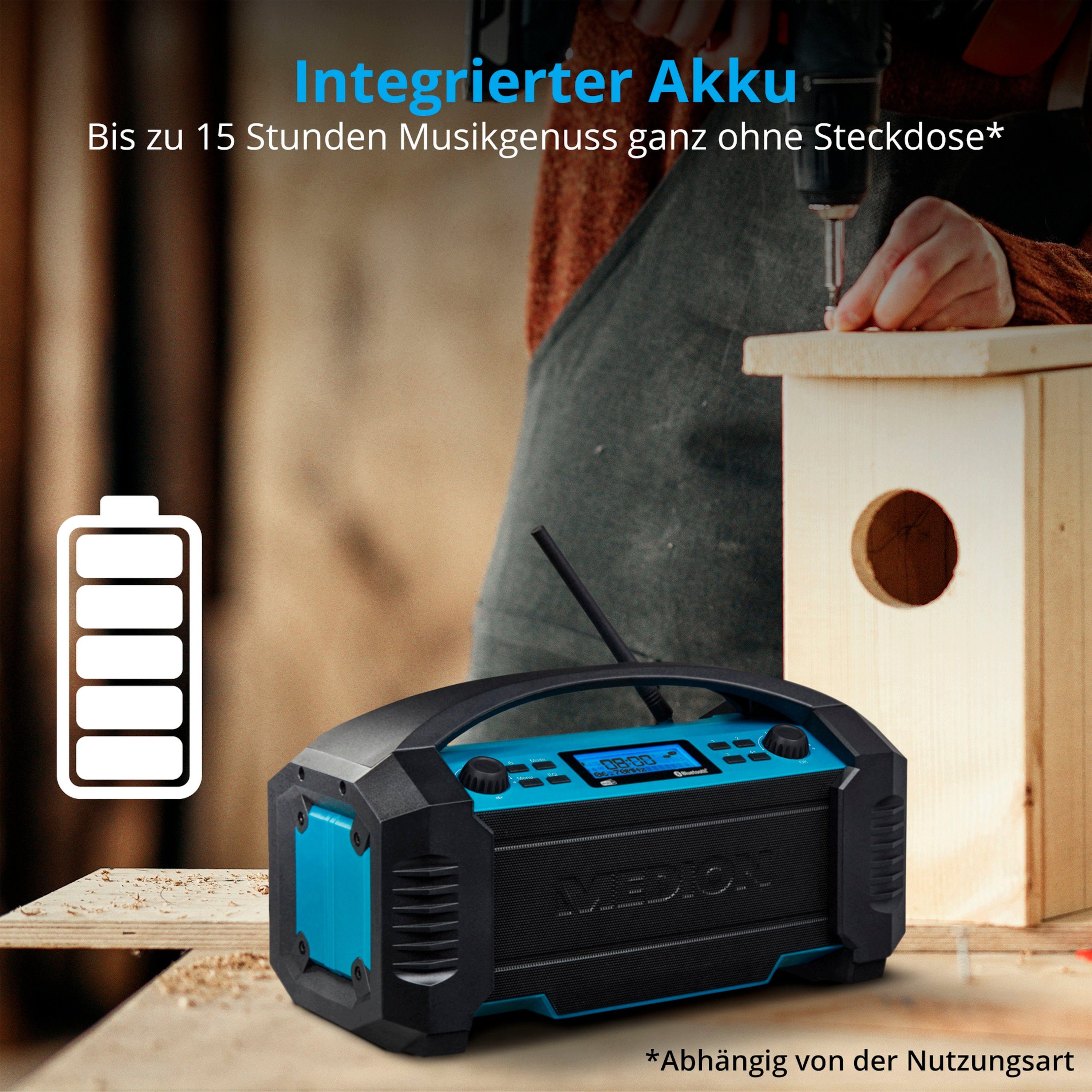 Medion® Baustellenradio MEDION® LIFE® E66050 (MD43320) Baustellenradio (AM/FM, DAB+, MW/UKW, 15 W, Ca. 15 Stunden Akkulaufzeit, IP54-Schutz, Bluetooth 5.0, LCD- – Bild 5 von 5