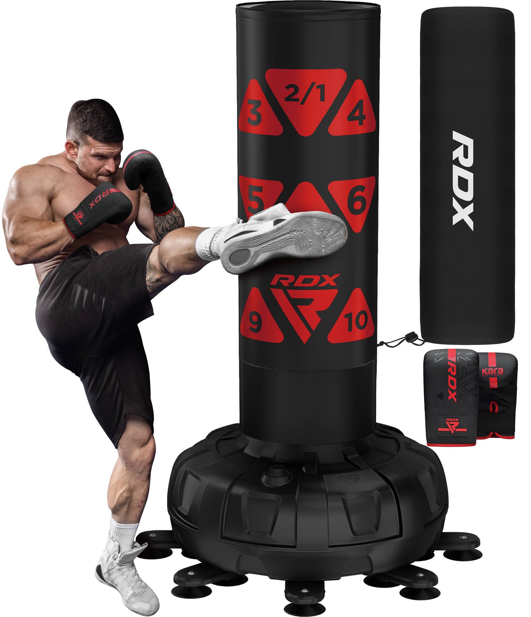 RDX Sports Boxsack RDX Boxsack mit Handschuhen, 6FT Freistehend Kickboxen MMA Fitness