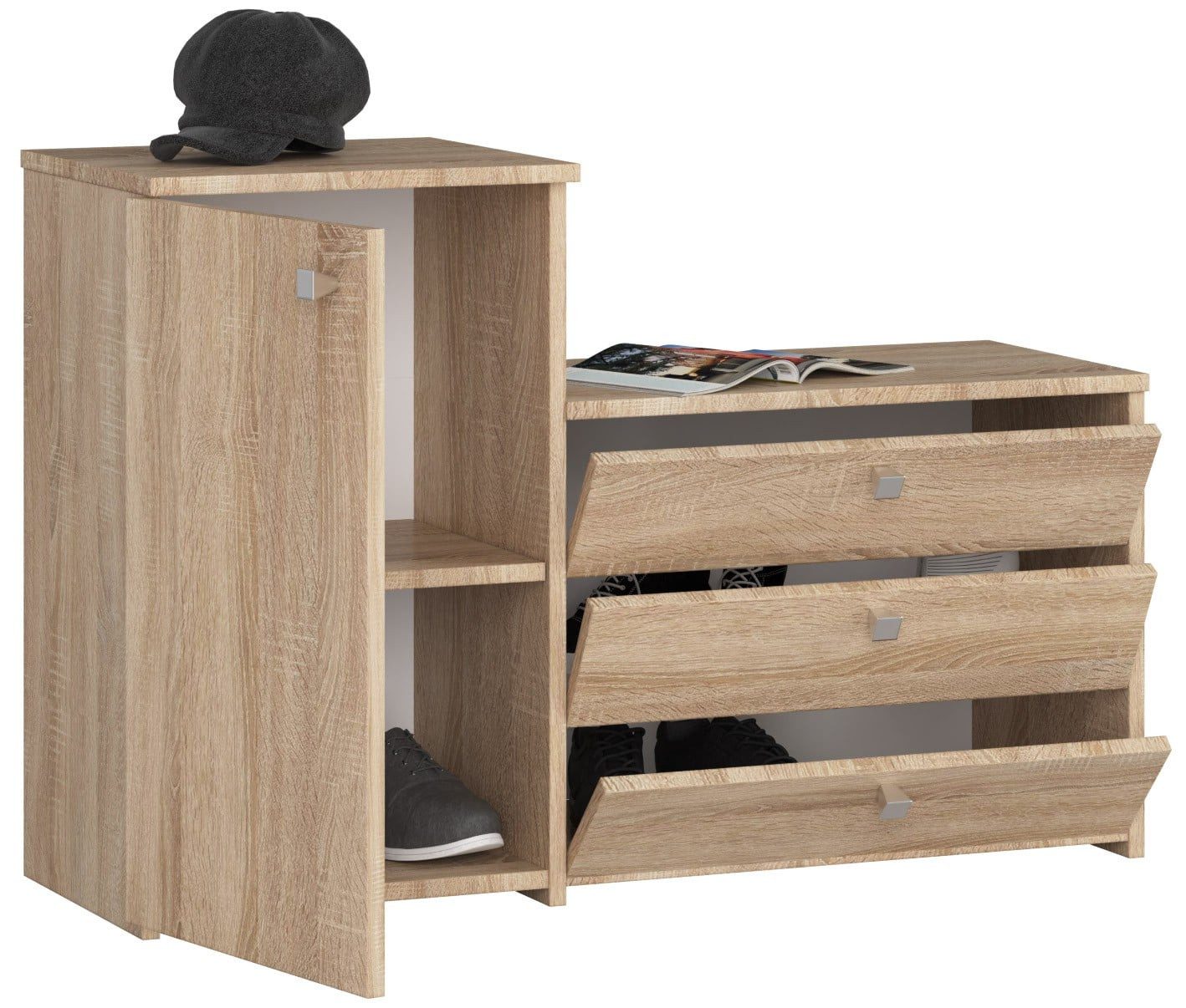 Raumhirsch Furniture Schuhschrank in Sonoma-Eiche - Optimaler Stauraum - Schuhregal Modernes Design für 18 Paar Schuhe, robust & langlebig
