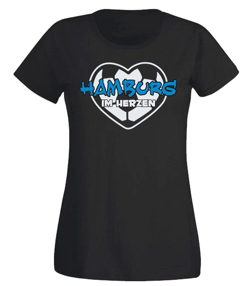 G-graphics T-Shirt Hamburg im Herzen Slim-fit Damen T-Shirt mit einem Motiv für den echten Fan