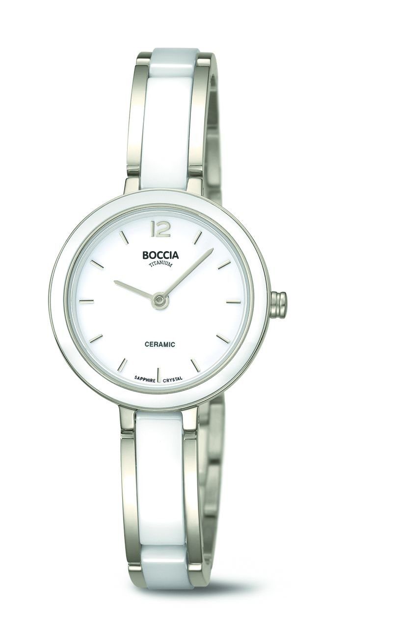 Boccia Quarzuhr Boccia Damen Uhr 3333-01 Titan mit weißen Keramik, (1-tlg)