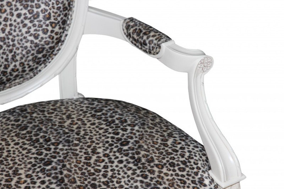 Möbel Casa Stuhl Creme Mod2 Padrino - / mit Esszimmer Esszimmerstuhl Barock Barock Armlehnen Leopard