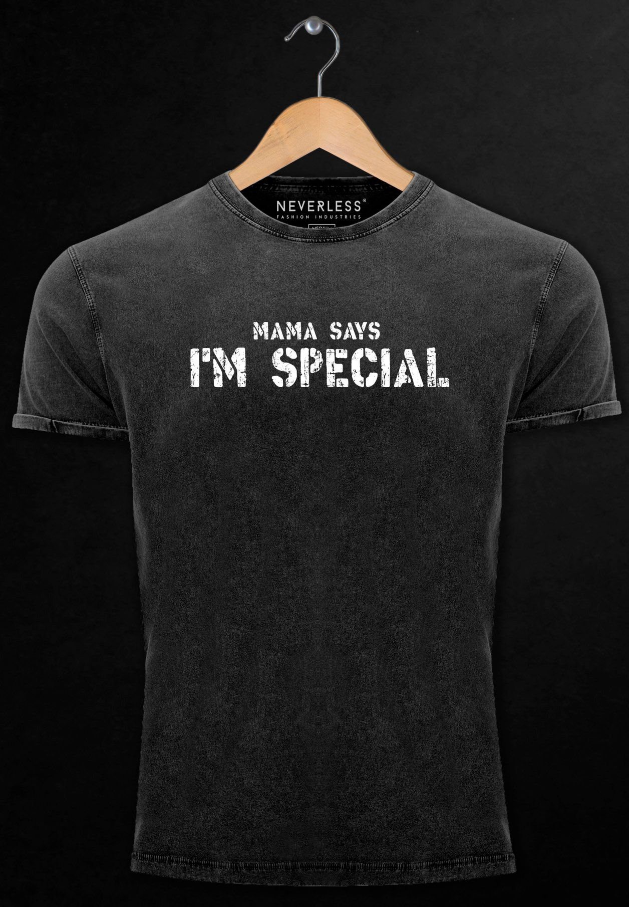 Neverless Print-Shirt Herren Vintage Shirt Says Print lustig mit Spruch Special Am Ironie I Mama Shirt