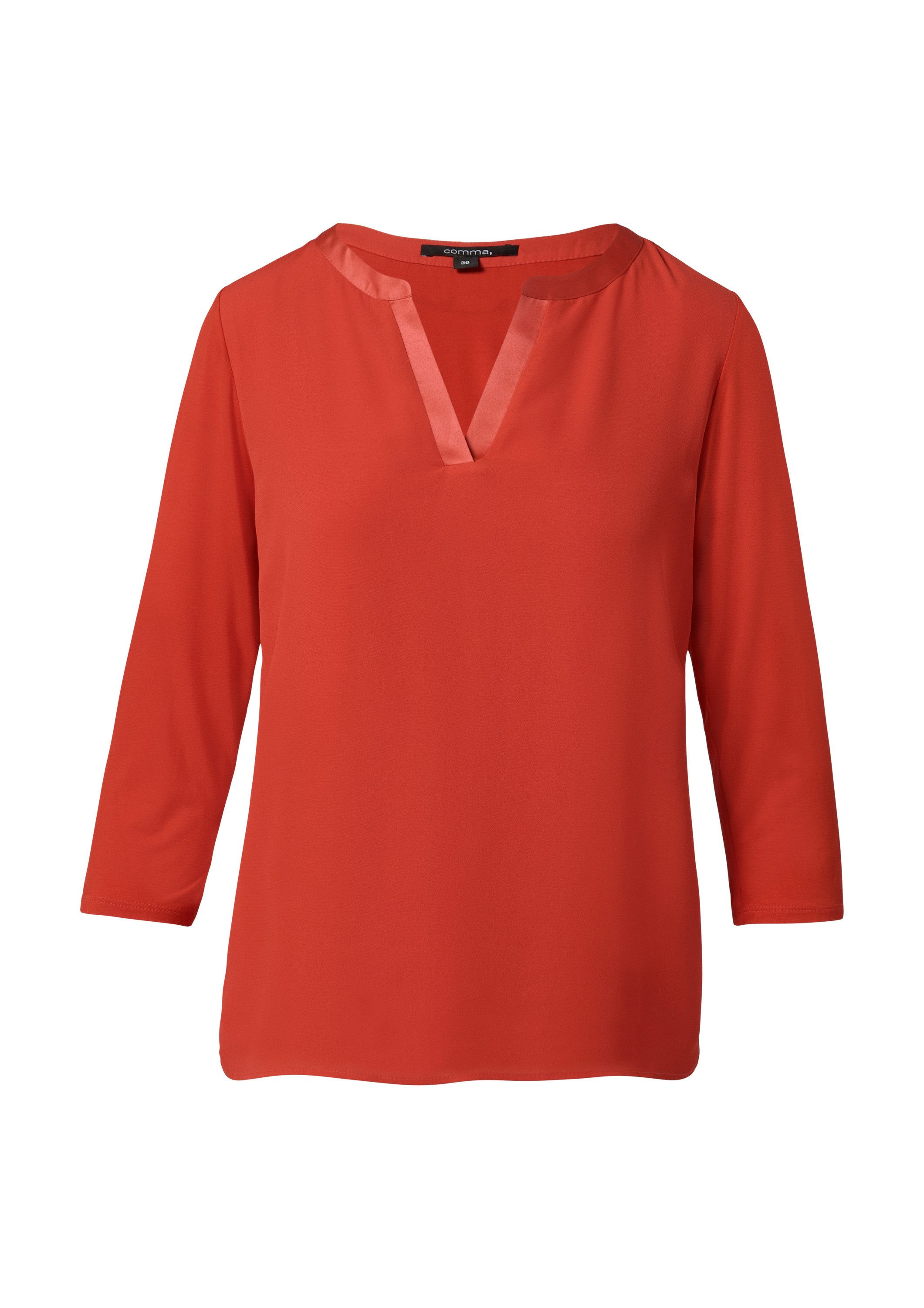 comma 3/4-Arm-Shirt T-Shirt Langarmshirt im Fabricmix mit Tunika-Ausschnitt günstig online kaufen