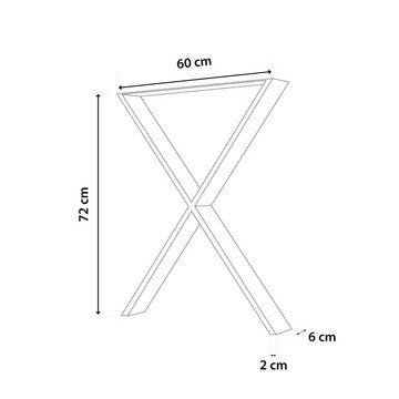 sossai® Tischgestell Stahl Tischgestell TKX1 X-Form 60x72cm in Schwarz (2-St), Rahmen: 60mm x 20mm