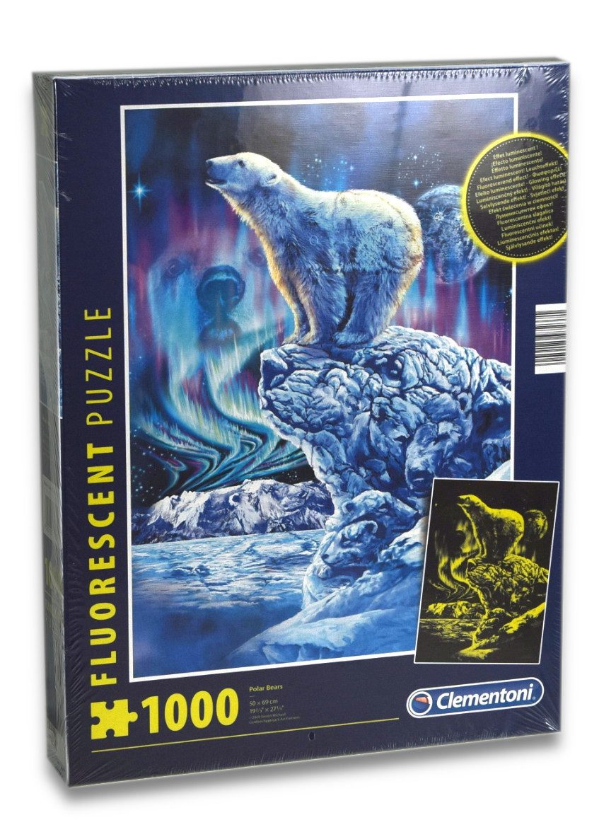 Clementoni® Puzzle Puzzle - Eisbär (fluoreszierend, 1000 Teile), 1000 Puzzleteile, leuchtet