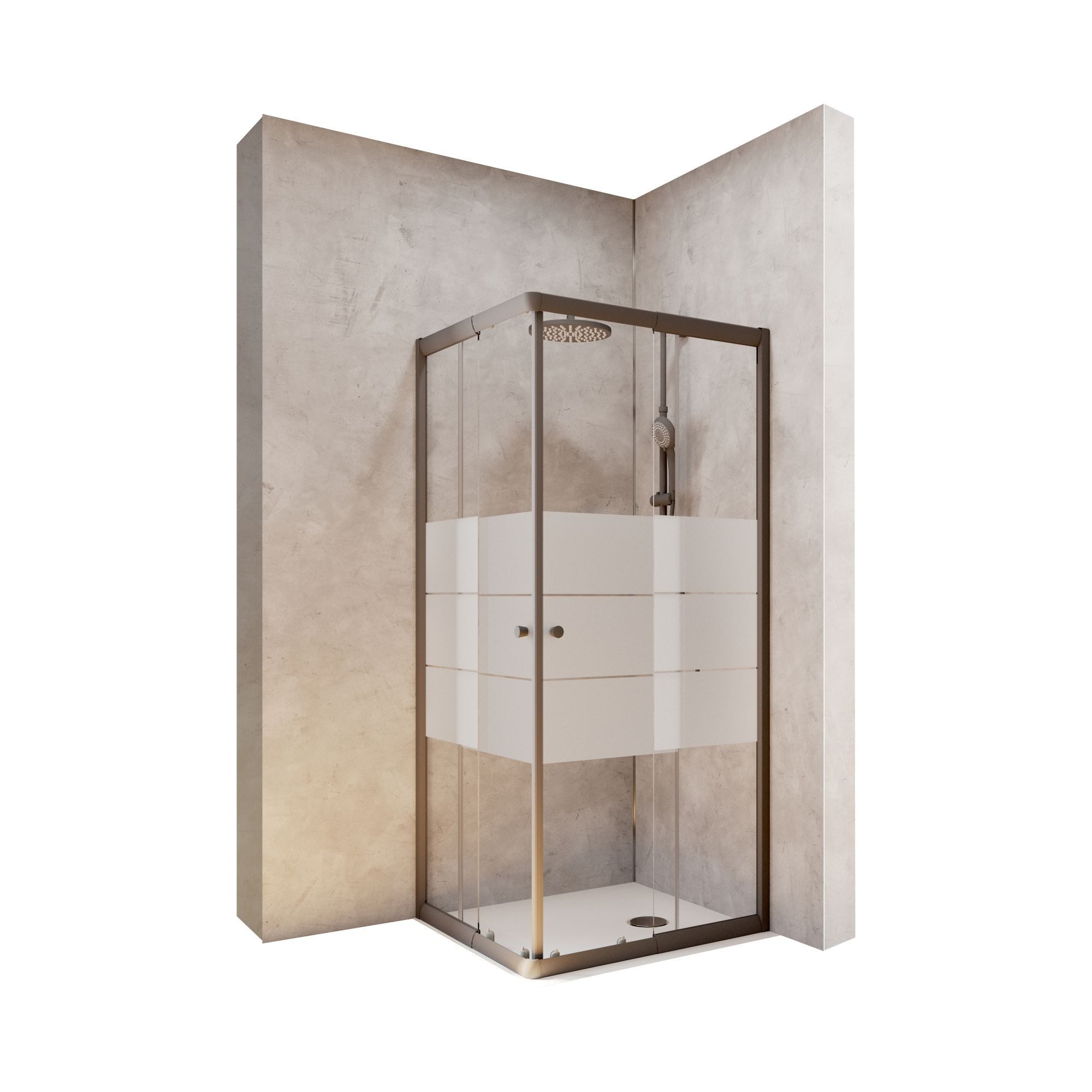 Schulte Eckdusche Corner, BxT: 75x80 cm, Sicherheitsglas, Eckeinstieg mit Schiebetüren, 180 cm hoch Depoli light Profil Schwarz
