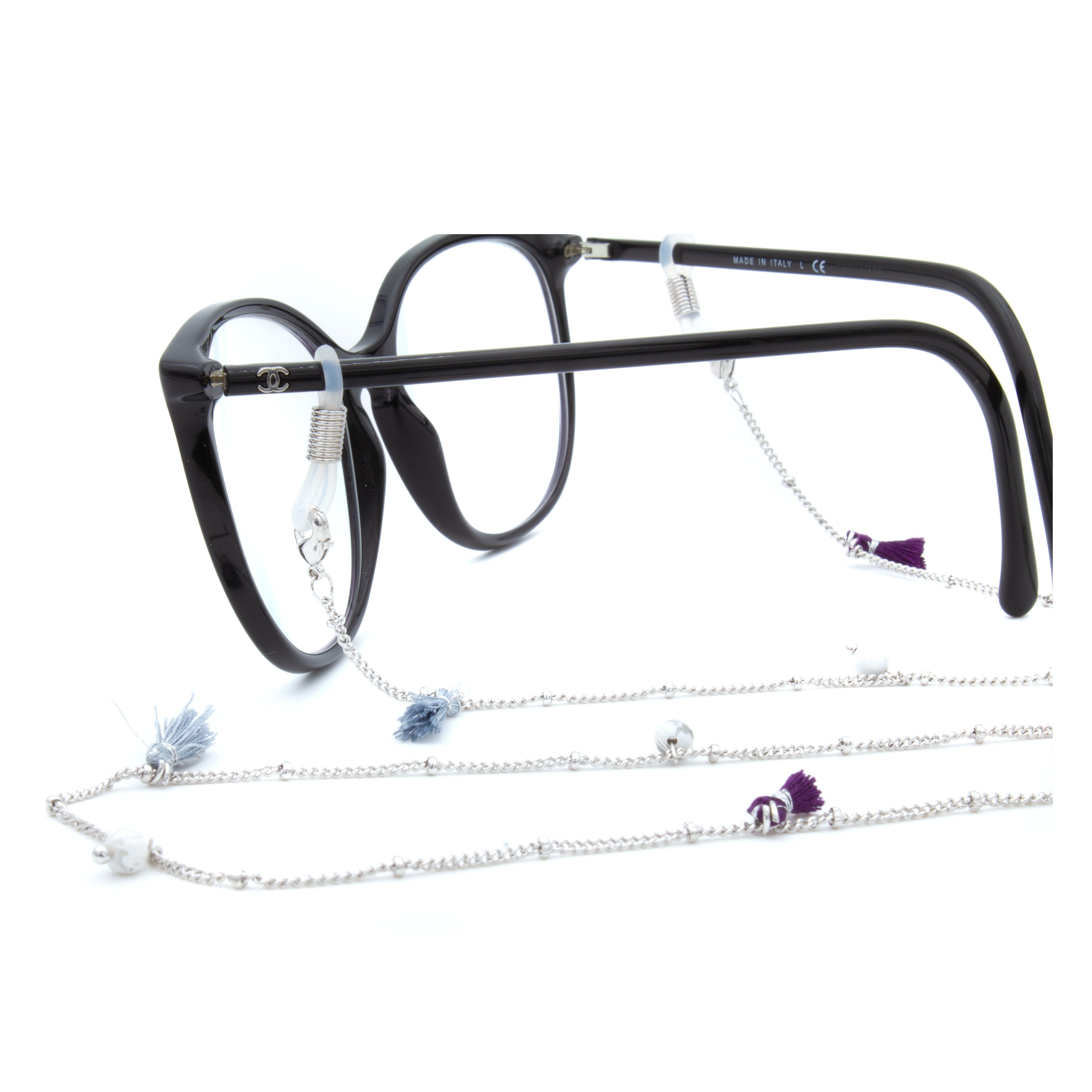 Silber 925er - Gold Versiegelung & & aus Fiji Brillenkette Fähnchen, Karat GERNEO® Pastelltöne - Brillenband GERNEO Perlen Brillenkette 18 - oder Premium