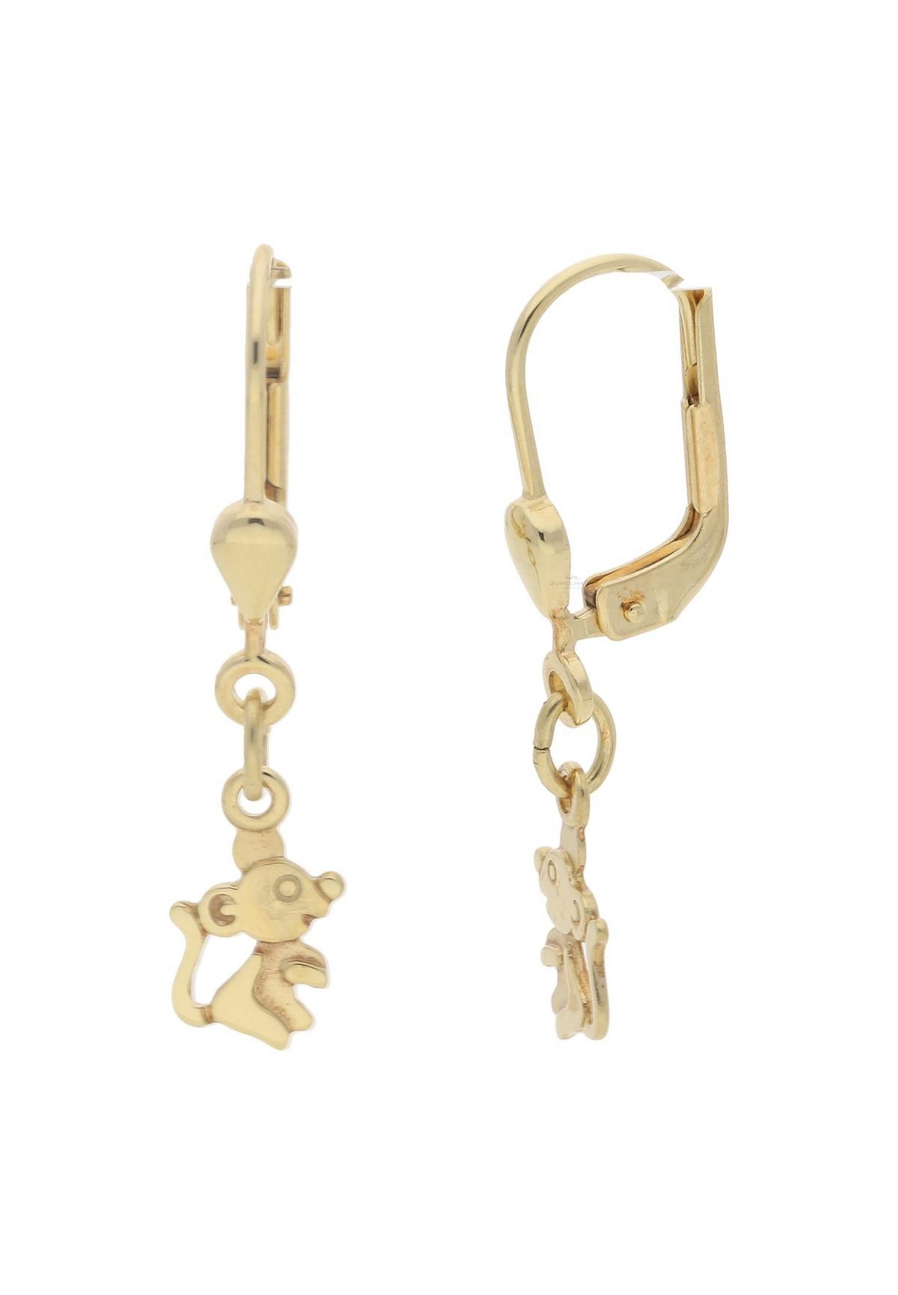 JuwelmaLux Paar Ohrhänger Ohrhänger Gold Maus Kinderohrringe 26 mm (2-tlg), Mädchen Ohrhänger Gold 585/000, inkl. Schmuckschachtel