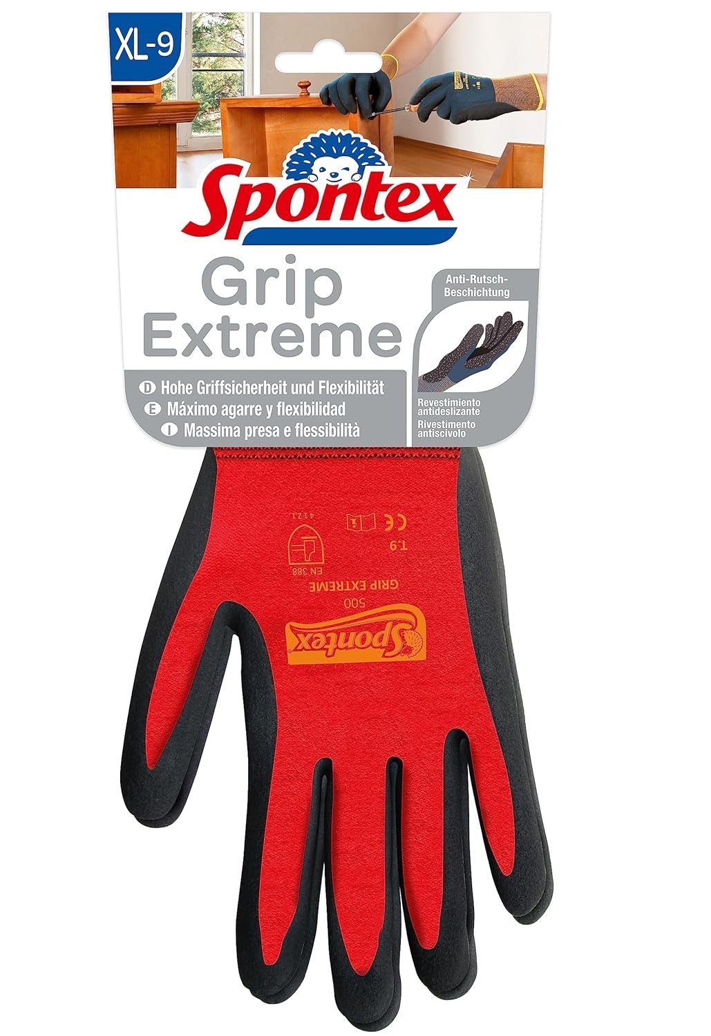 SPONTEX Arbeitshandschuhe Grip Extreme Arbeitshandschuhe Größe XL Farbe nicht frei wählbar