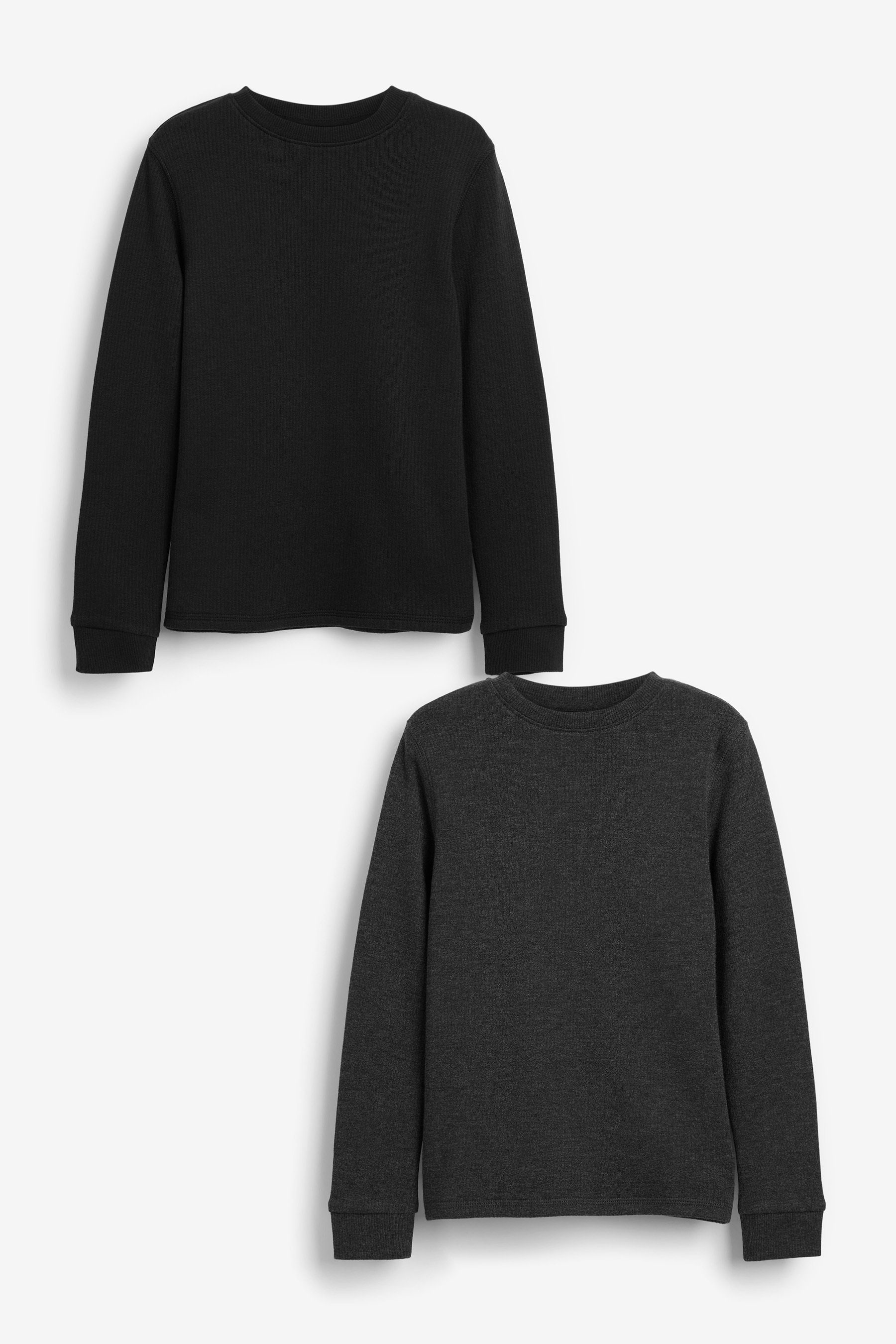Next Thermounterhemd Langärmelige Thermoshirts im 2er-Pack (2-St) Black/Grey | Thermounterhemden