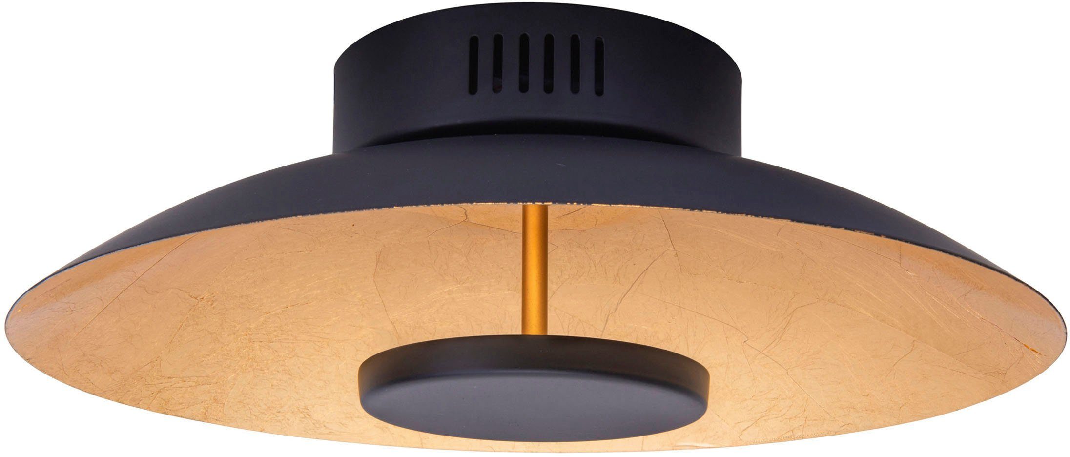 näve LED Deckenleuchte Firenze, LED fest integriert, Warmweiß, rund, schwarz/gold, 36x LED warmweiß, nicht dimmbar, D: 40cm