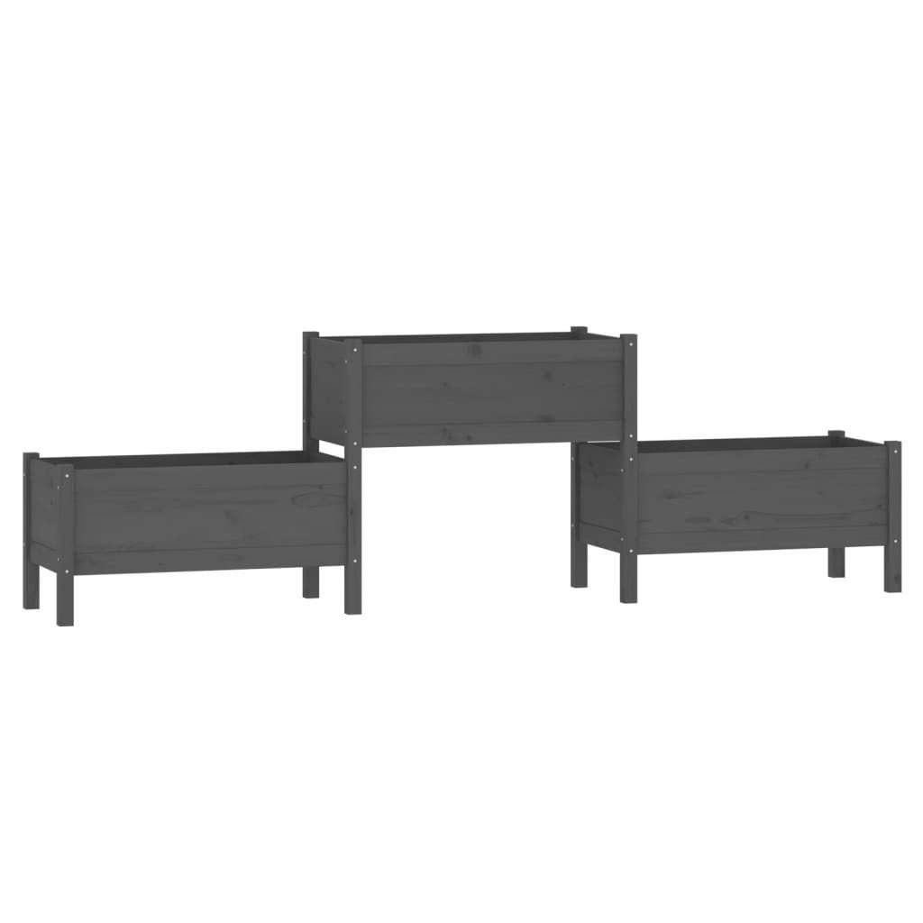 vidaXL Blumenkasten 2455 x 44 x 75 cm Pflanzkübel Grau 245,5x44x75 cm Massivholz Kiefer