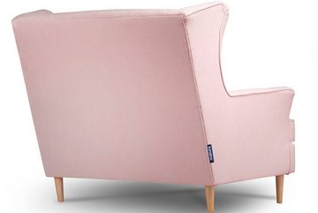 Konsimo 2-Sitzer STRALIS Sofa 2 Personen, zeitloses Design, hohe Füße, mit zwei dekorativen Kissen inklusive