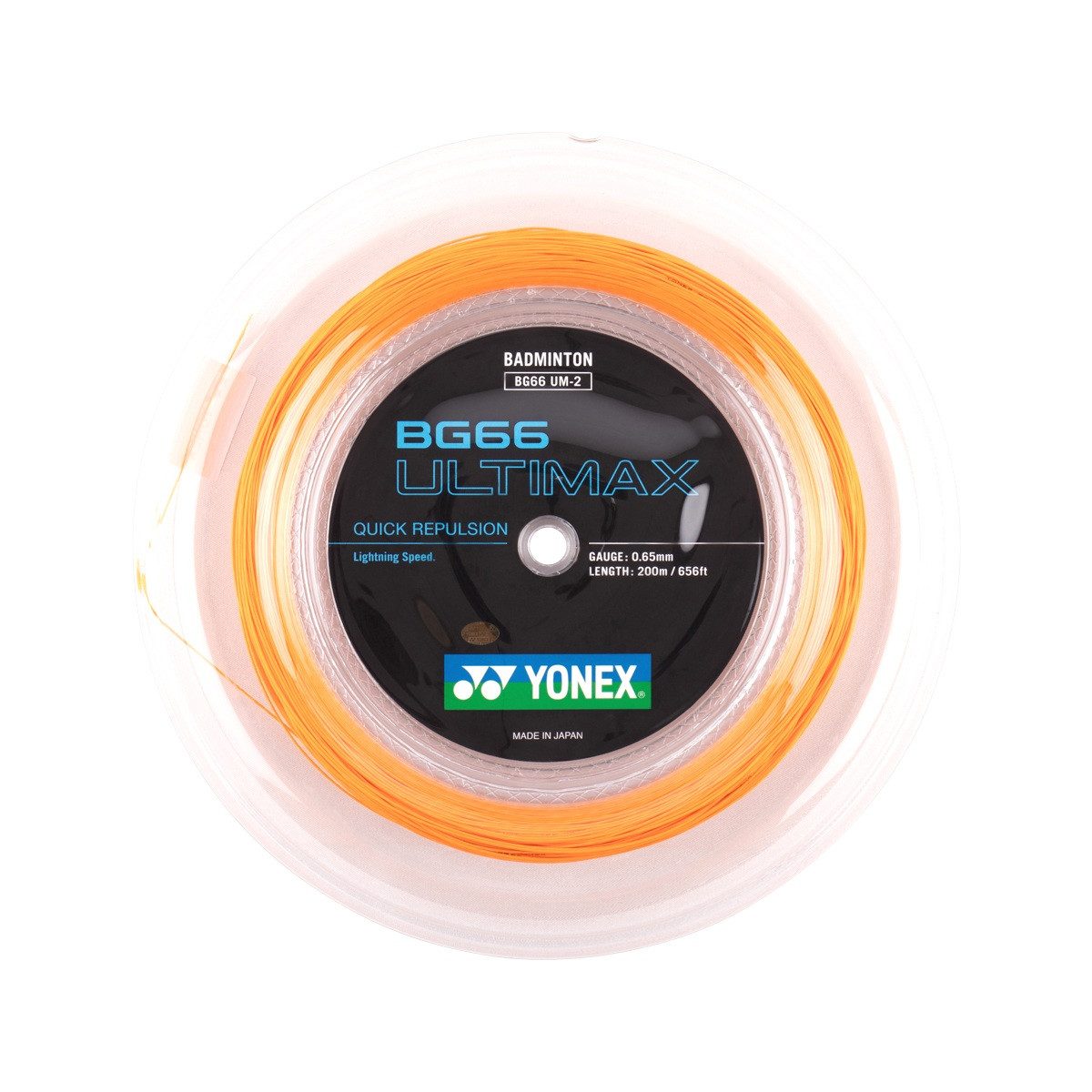 Yonex Badmintonsaite BG 66 Ultimax (Power+Komfort) orange 200m Rolle, Saitendicke: 0.65