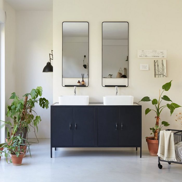 Tikamoon Waschtisch Badezimmerschrank aus Metall und Terrazzo 140 Lizz