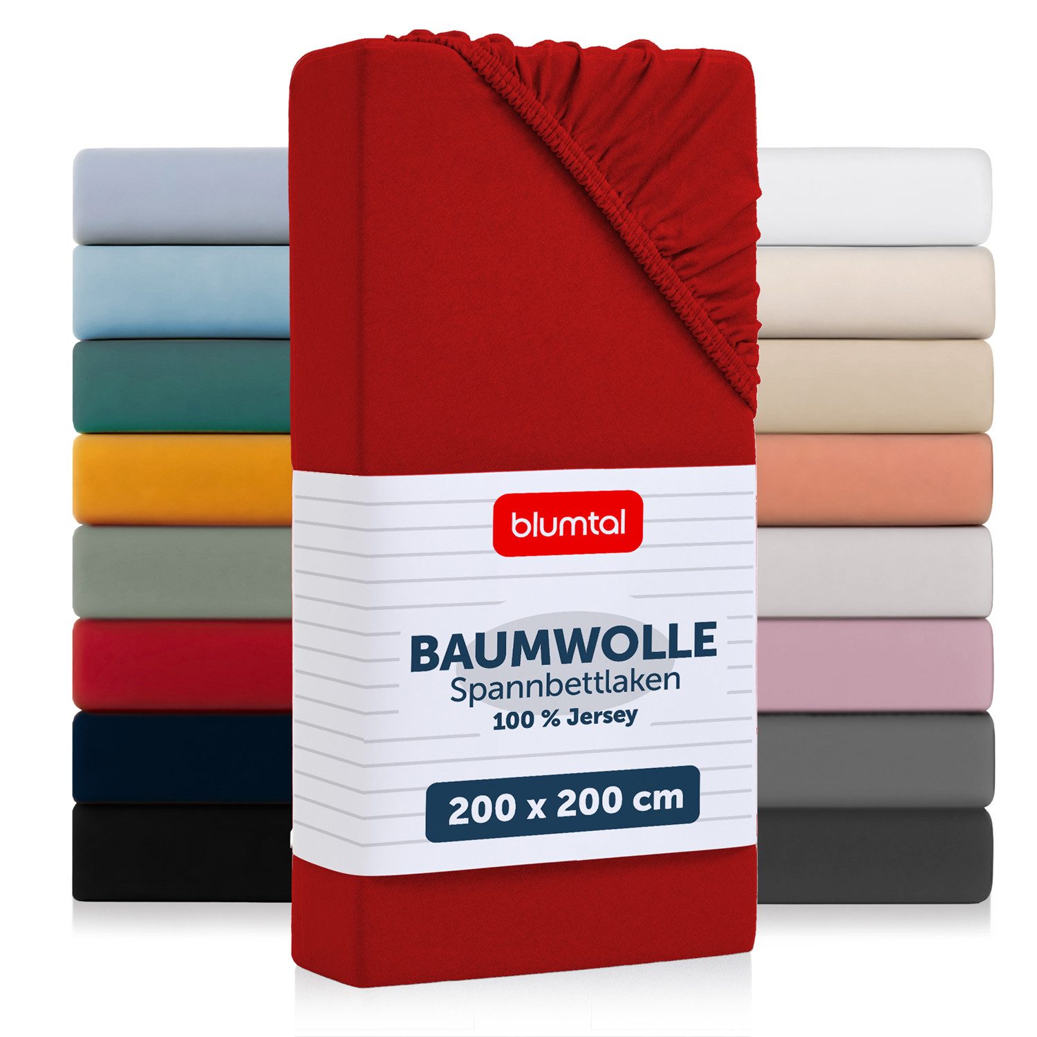 Blumtal Spannbettlaken Blumtal Basics 100% Baumwolle - Jersey, Baumwolle, Gummizug: Rundum, (1 Stück), Jersey Bettlaken - atmungsaktiv, strapazierfähig und faltenfrei