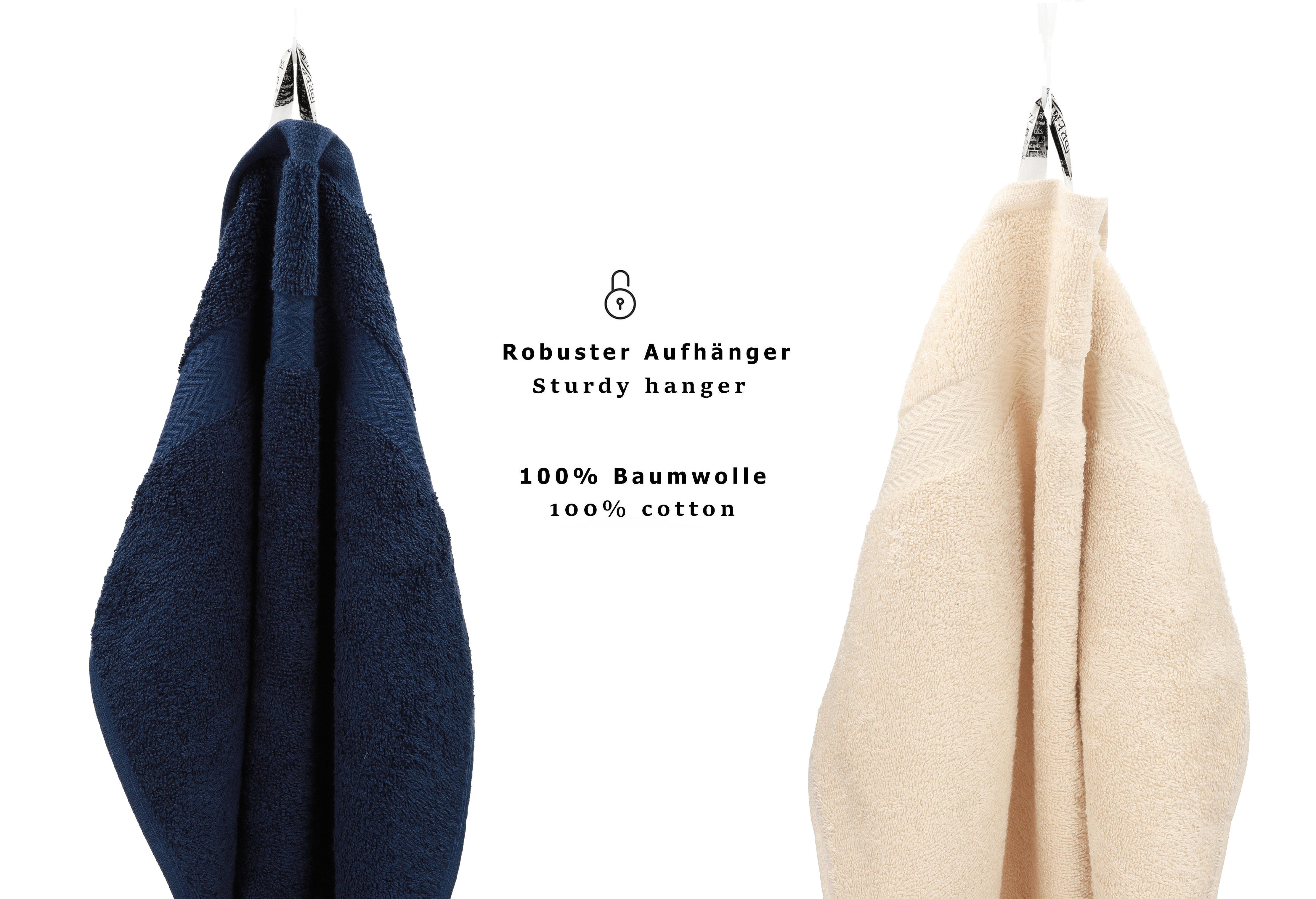 Betz Handtuch Set 10-TLG. Handtuch-Set Premium Dunkelblau & Beige, 100% Baumwolle, (Set, 10-tlg), saugstark und strapazierfähig