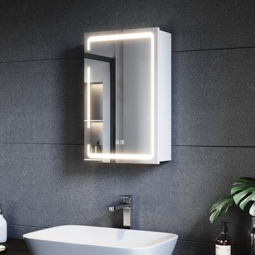 SONNI Badezimmerspiegelschrank Eintüriger dreifarbig beleuchteter Badspiegelschrank,380x600x140mm