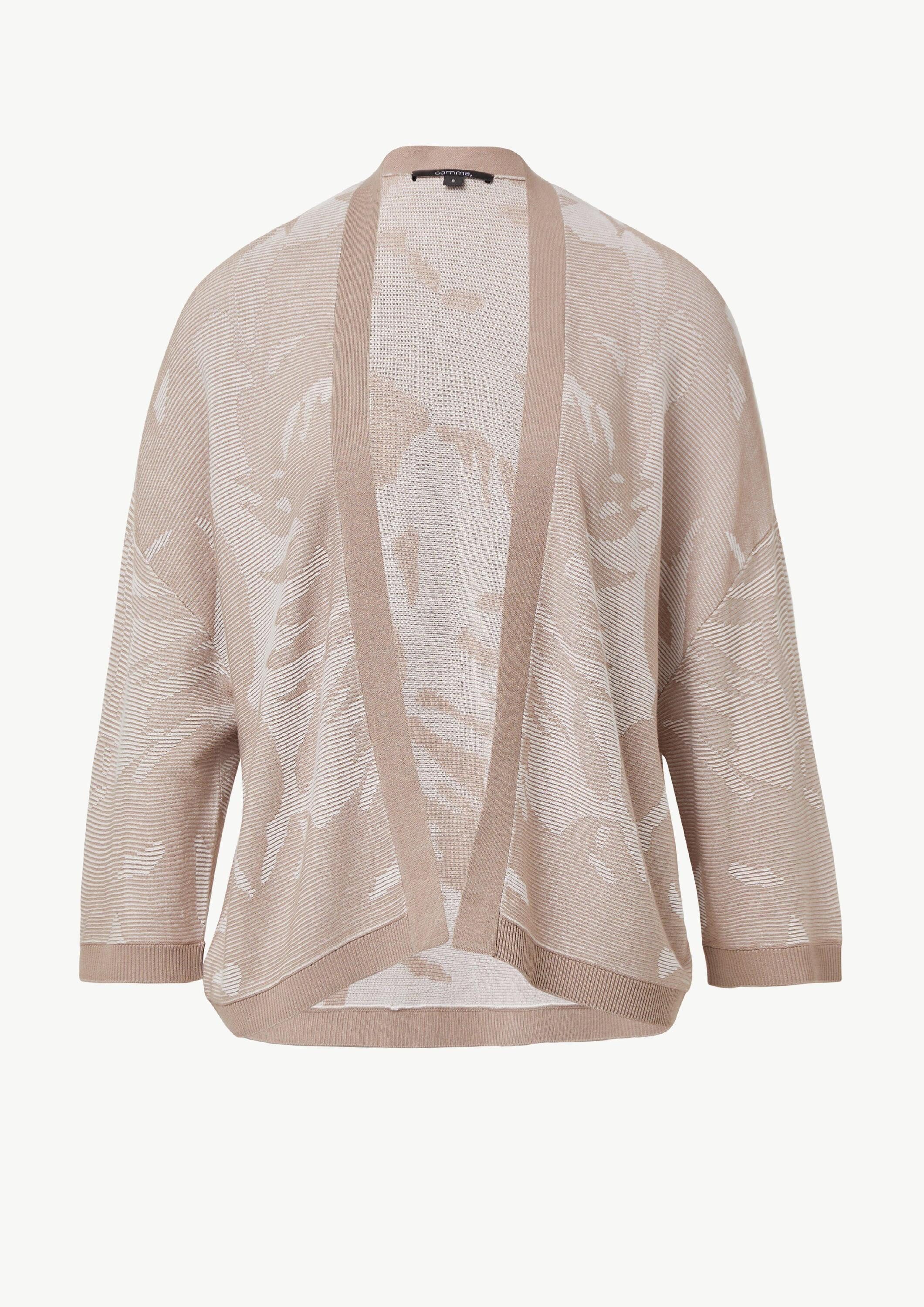 comma Cardigan Strickjacke Floral gemusterter Cardigan aus Feinstrick