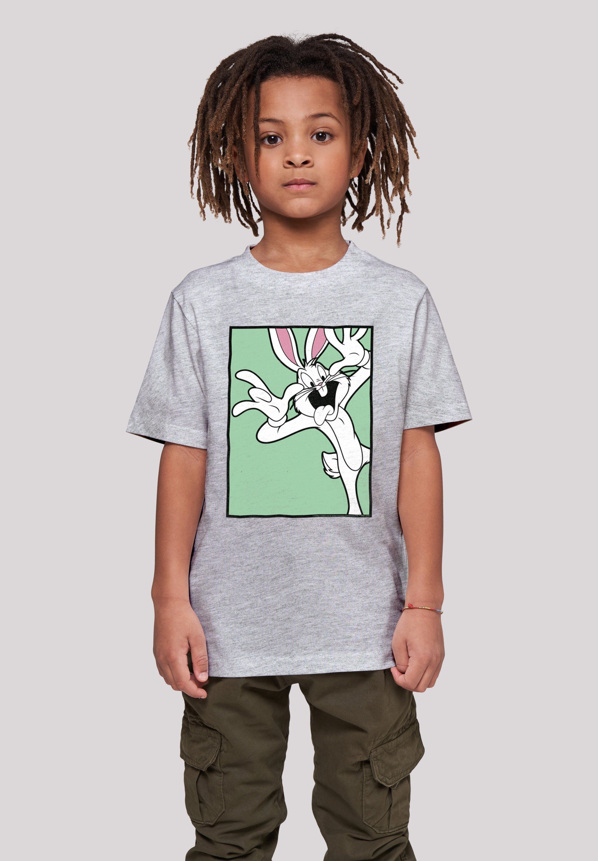 F4NT4STIC T-Shirt Looney Tunes Bugs Bunny Funny Face Print heather grey