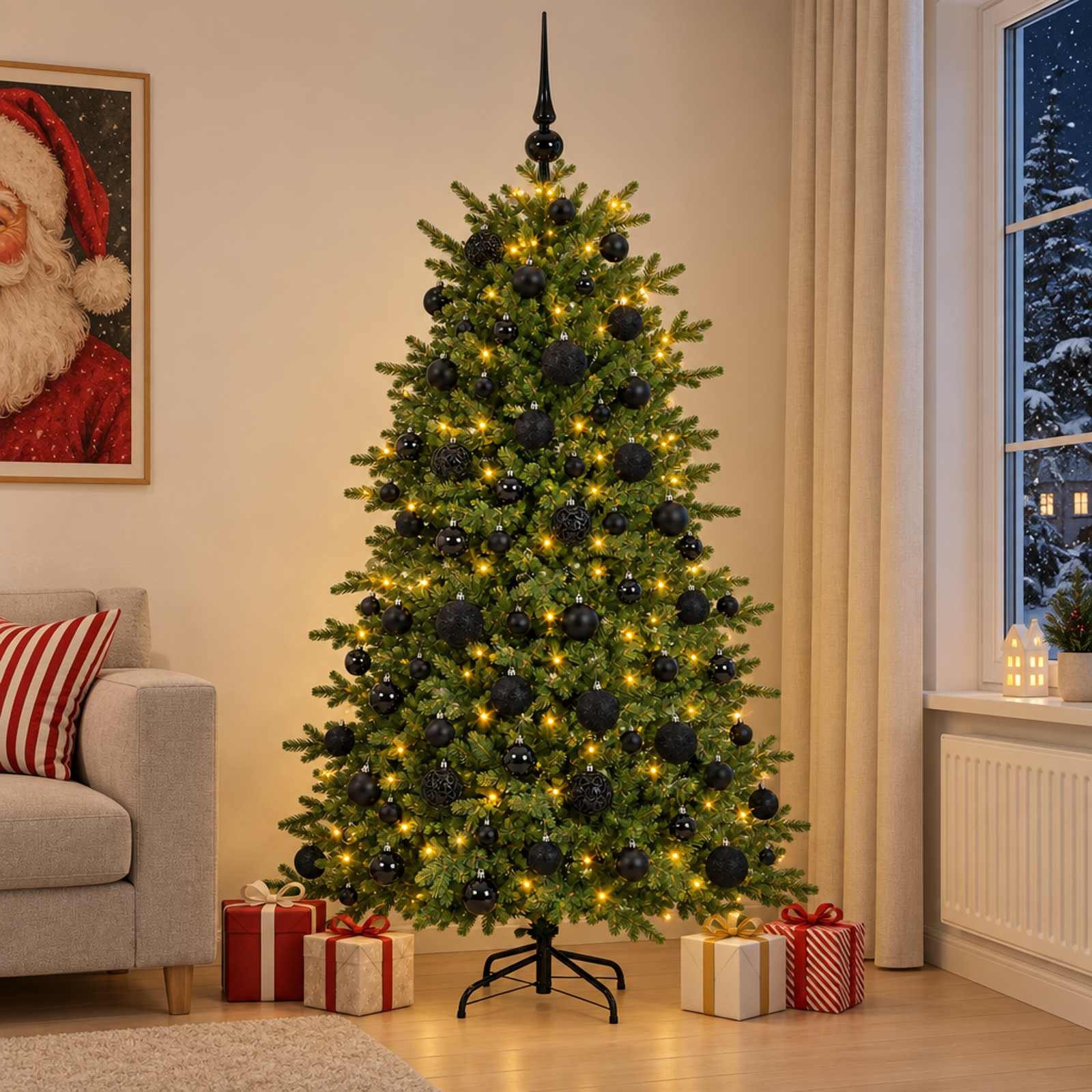 vidaXL Künstlicher Weihnachtsbaum 136 x 210 cm Künstlicher Weihnachtsbaum mit Weihnachtskugel 210 cm 300