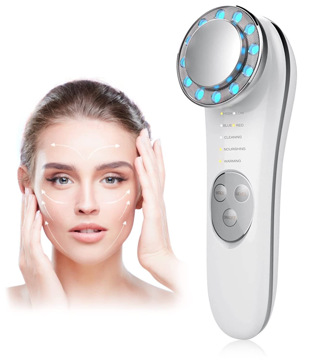 Brücke Massagegerät Gesichtsmassagegerät 7-in-1-Hochfrequenz-Gesichtsmassagegerät, Hautpflegegerät, Elektrisches Warmreinigungs-Hautschönheitsinstrument
