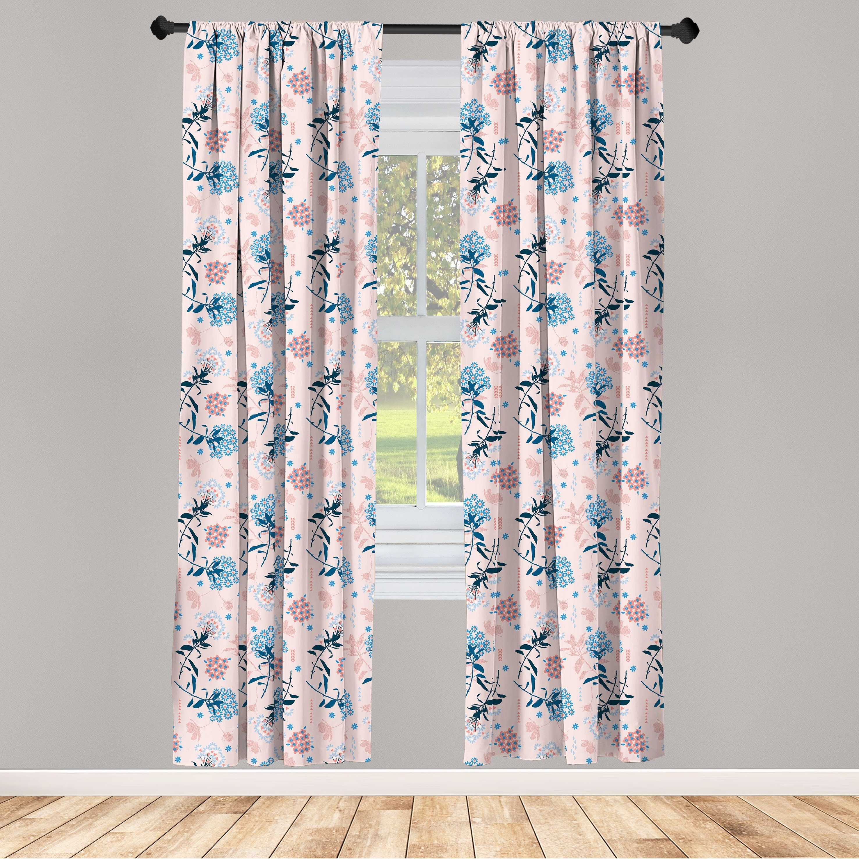 Gardine Vorhang für Wohnzimmer Schlafzimmer Dekor, Abakuhaus, Microfaser, Blumen Blumen auf einem Blush Kulisse
