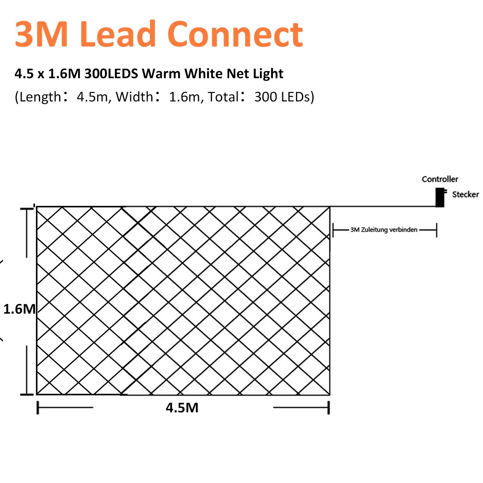Clanmacy LED-Lichternetz LED Lichternetz Lichterkette Deko Lichtervorhang günstig online kaufen