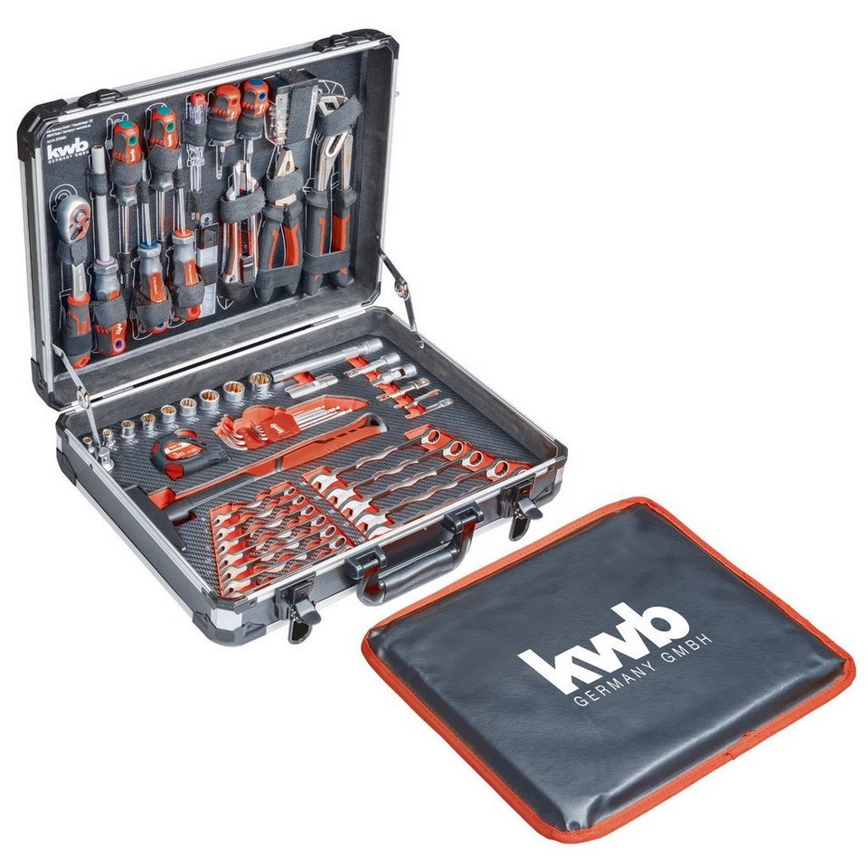 kwb Werkzeugset kwb Werkzeug-Koffer inkl. Werkzeug-Set, 80 -teilig,  gefüllt, robust, (Set), Steckschlü sselsatz 3/8&ldquo mit Ratsche