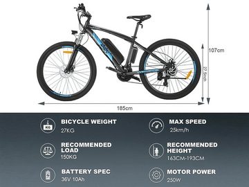 Myatu E-Bike 27,5 Zoll Elektrofahrrad Citybike für Herren mit 36V 12,5AH Batterie, Shimano, Kettenschaltung, 450,00 Wh Akku