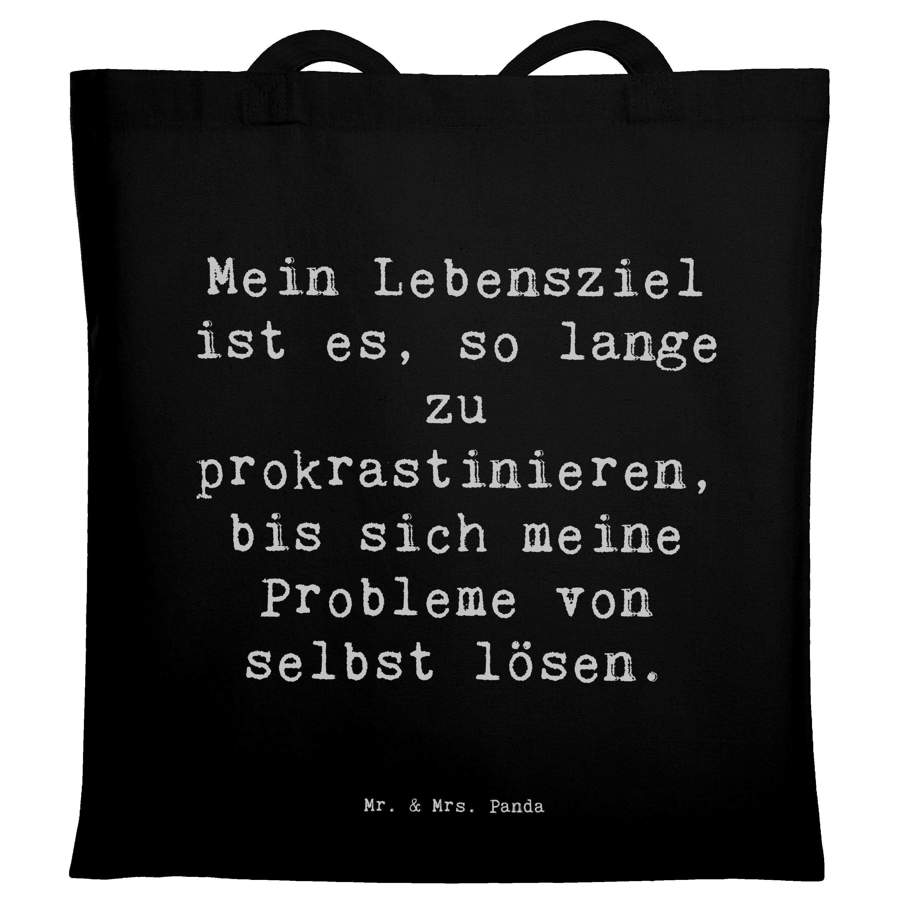Tragetasche Spruch Lebensziele Prokrastination - Schwarz - Geschenk, Prokrastinie