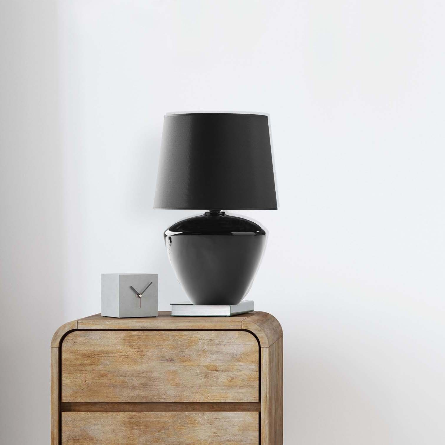 Signature Home Collection Nachttischlampe Glaslampe schwarz weiß bauchig mi günstig online kaufen