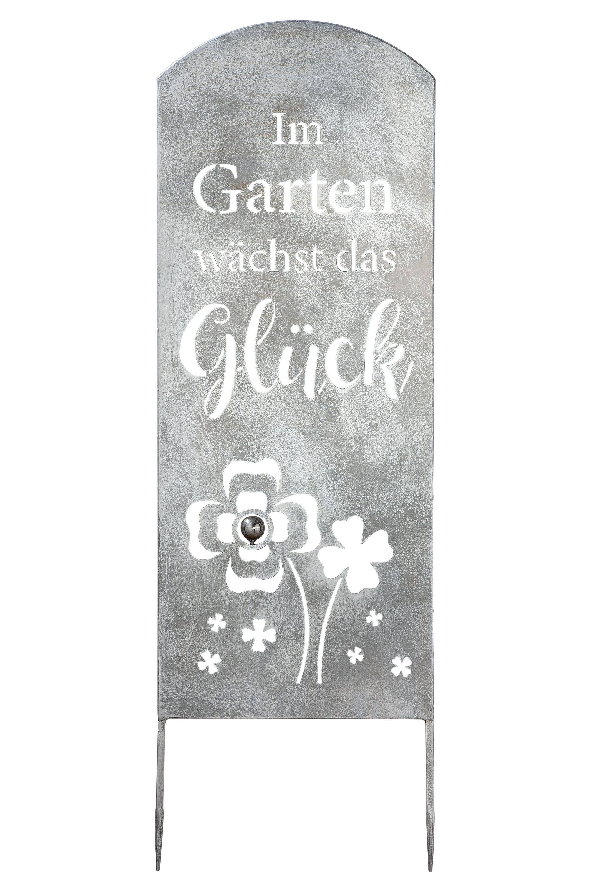 GMD Living Gartenstecker GARTENGLÜCK mit Spruch und Blumenmotiv